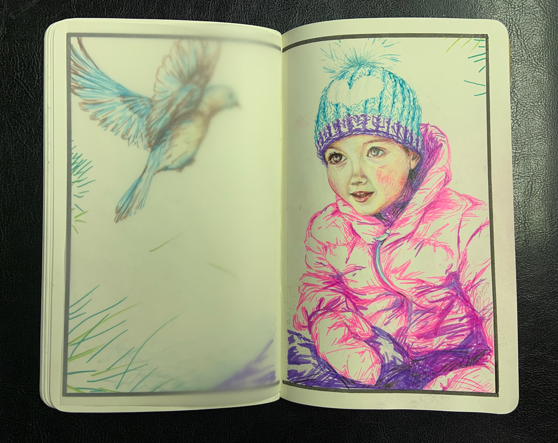 Marker & Colored Pencil on Book Page, 10"x8" ~ $75