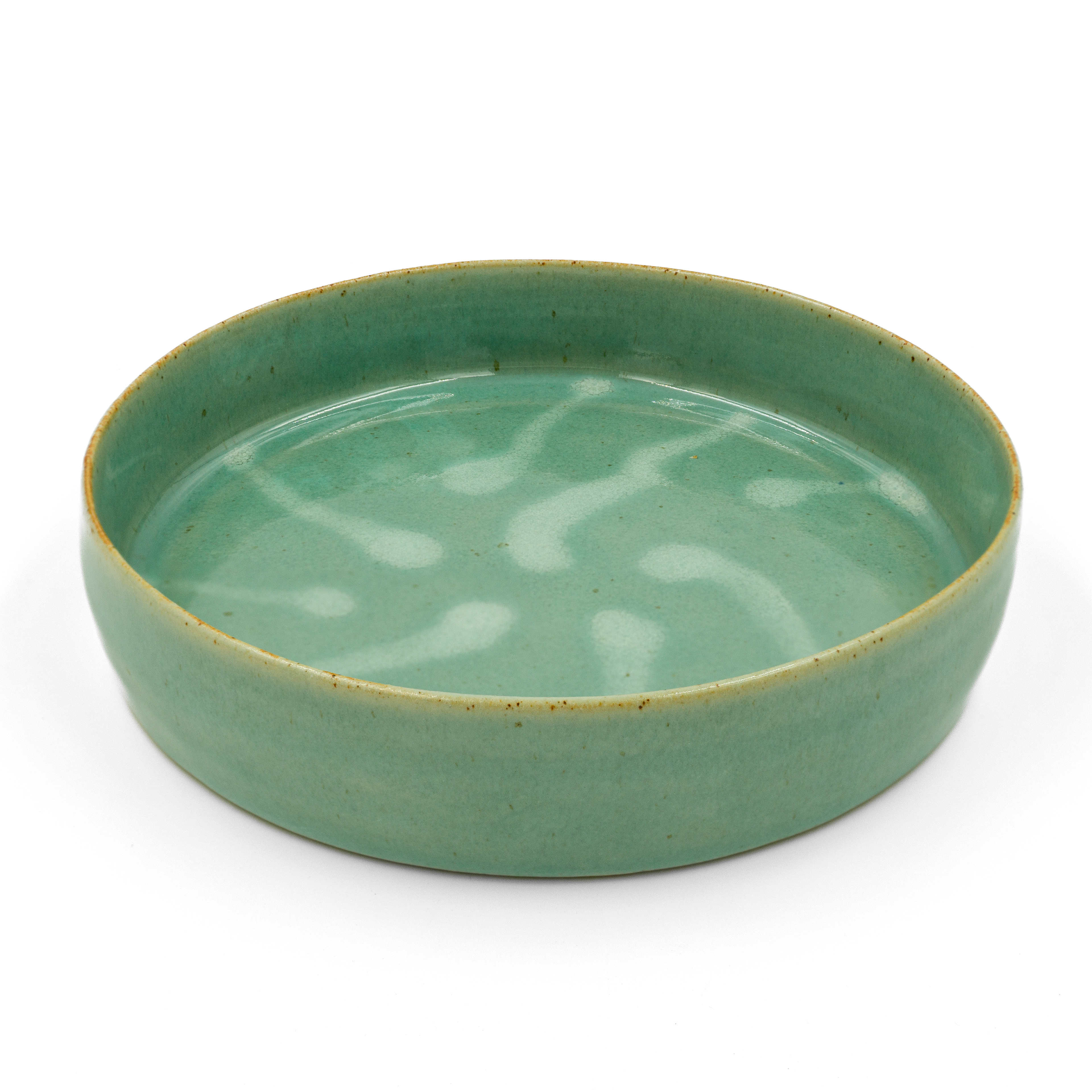 Dish in green celadon and white glazes