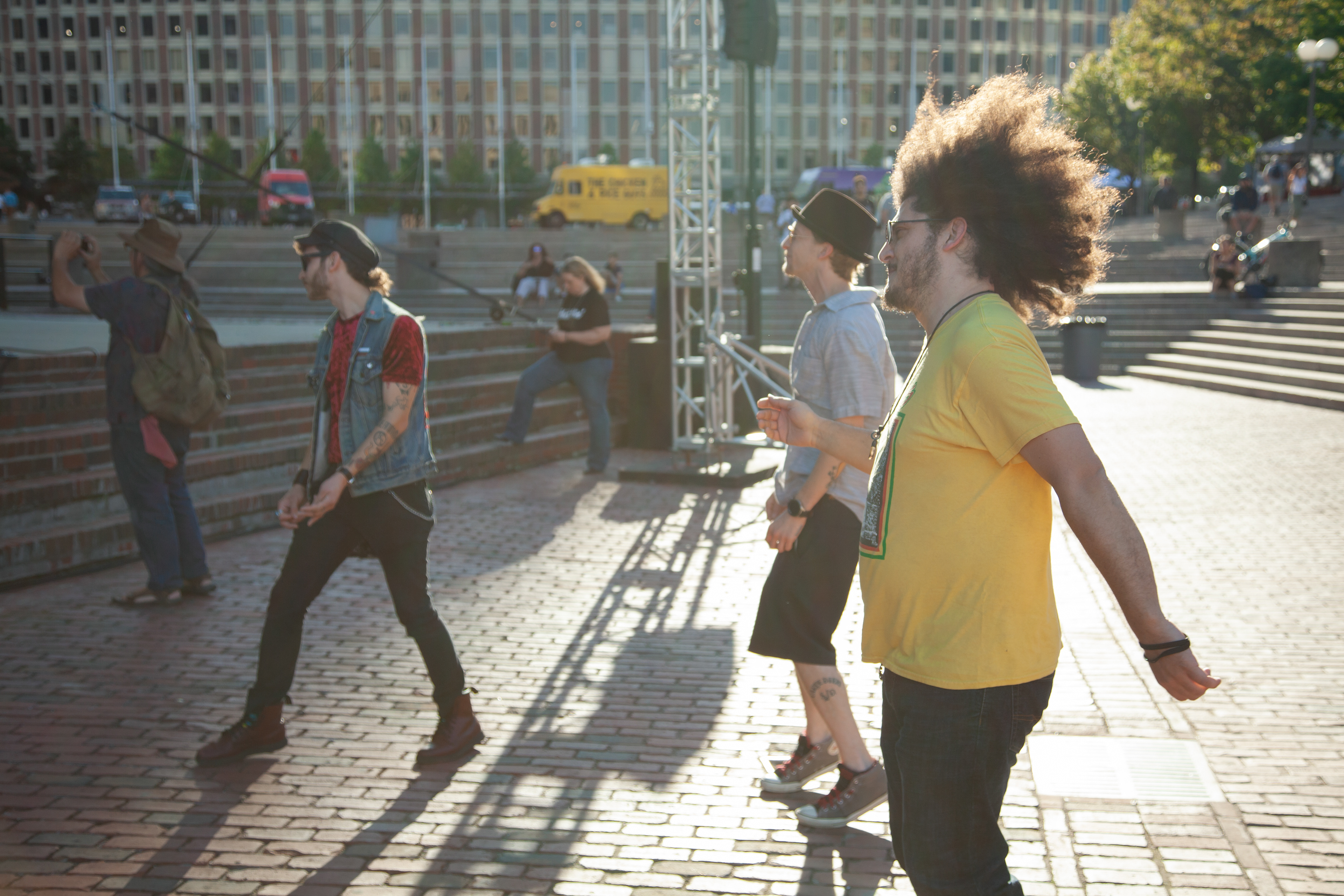 Audiences enjoyed themselves with moshing - a kind of aggressice dancing that is common at rock music live show.