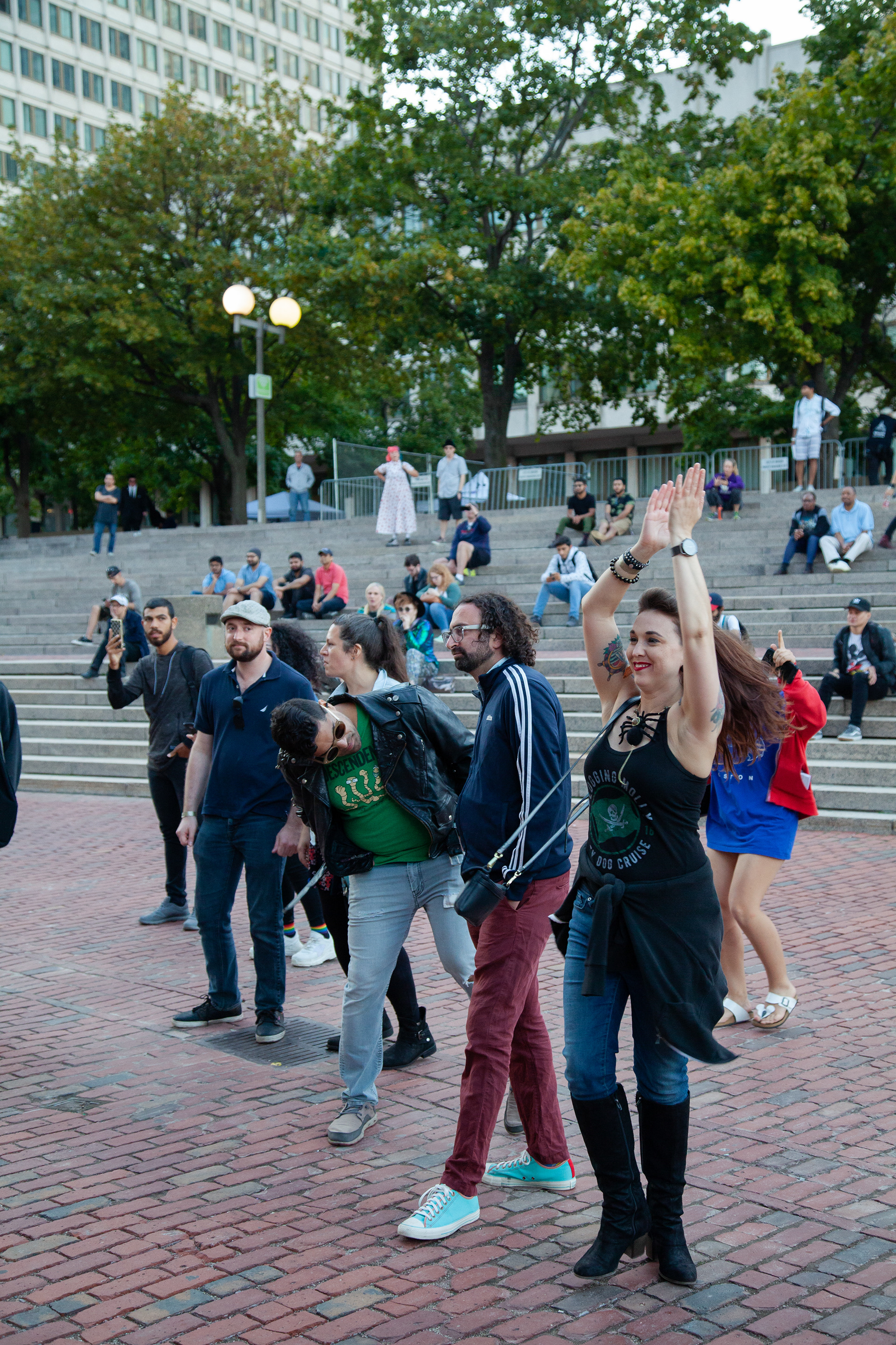 Audiences dancing with the music.
