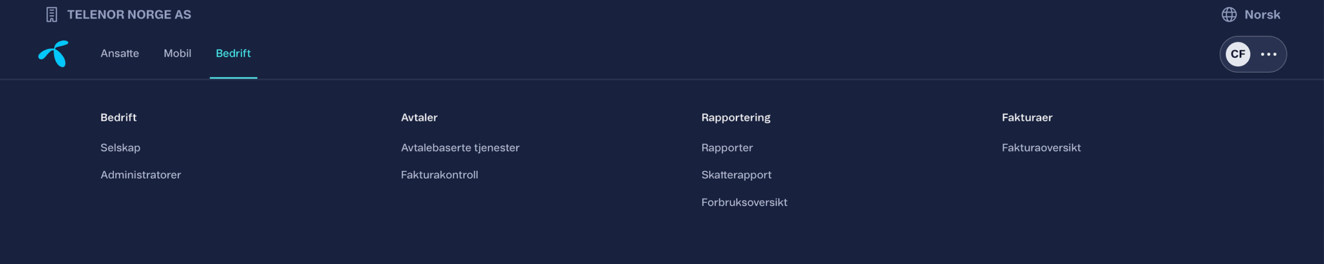 Etterbilde av navigeringsmeny.