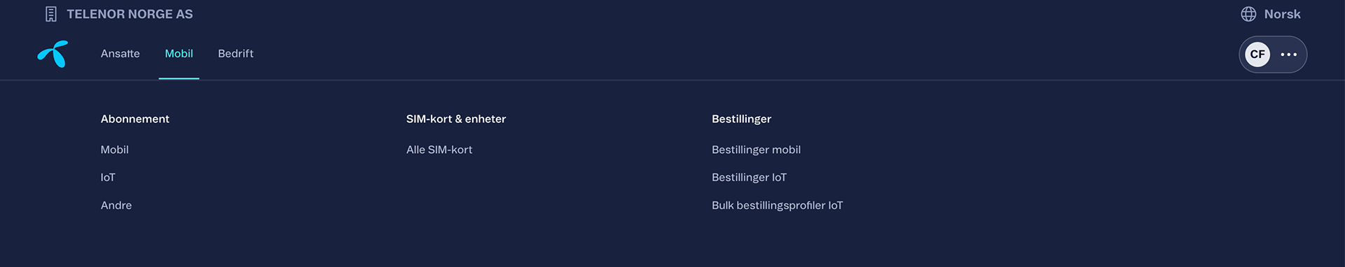 Etterbilde av navigeringsmeny.