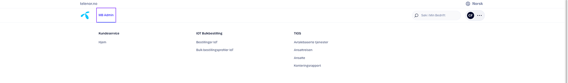Førbilde av navigeringsmeny.