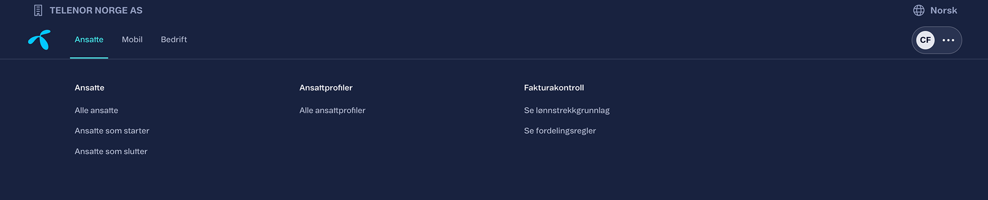 Etterbilde av navigeringsmeny.