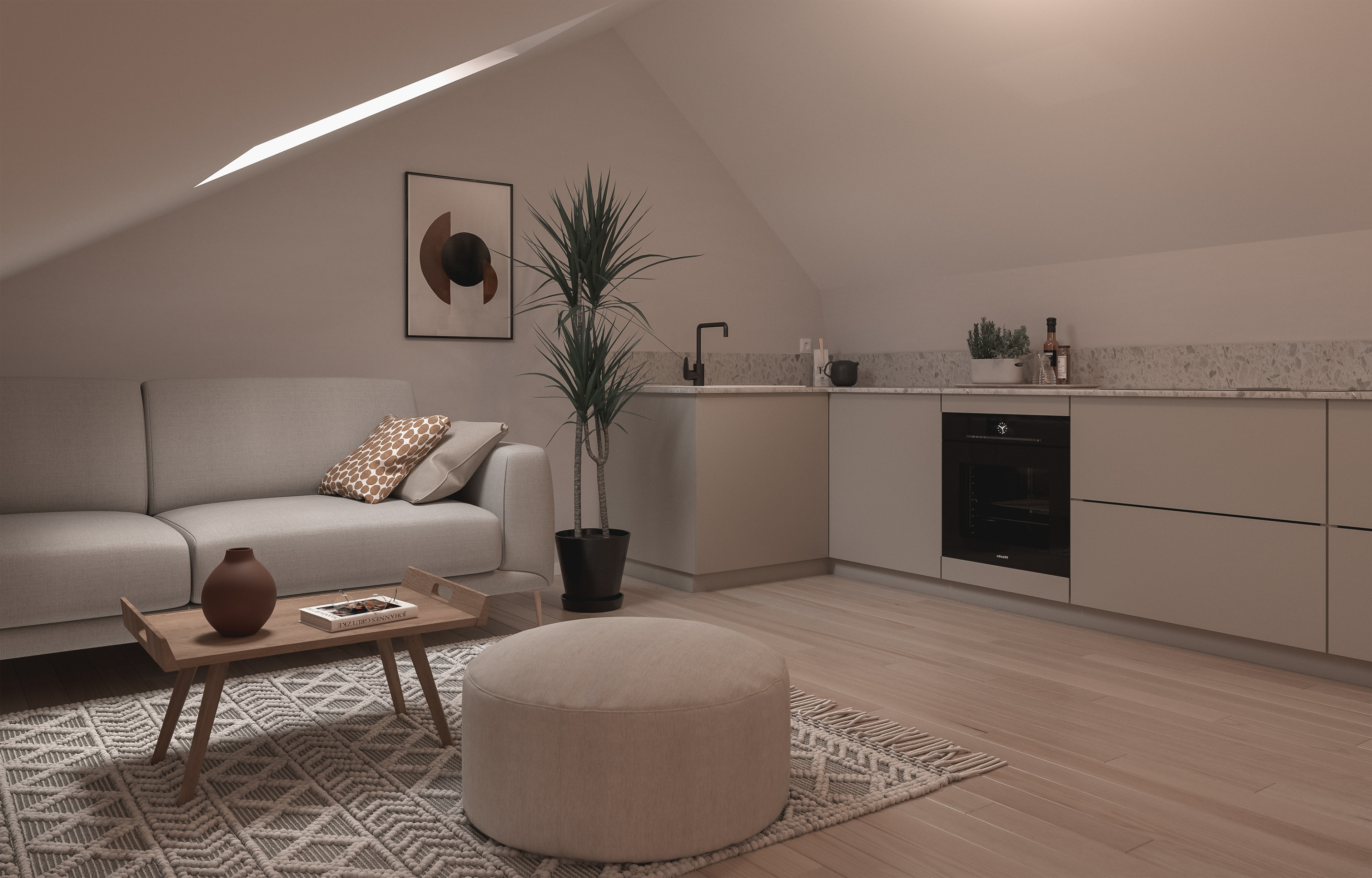 3D, Interiör, Göteborg, Renovering, vindsvåning, parkgatan, visualisering 