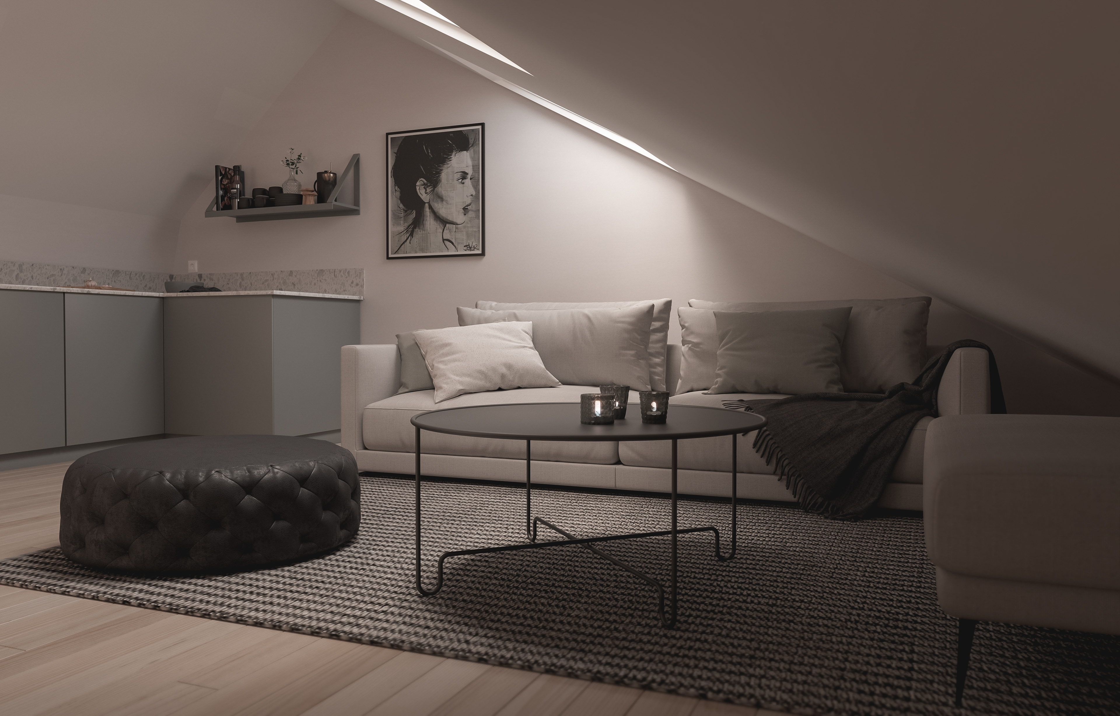 3D, Interiör, Göteborg, Renovering, vindsvåning, parkgatan, visualisering 