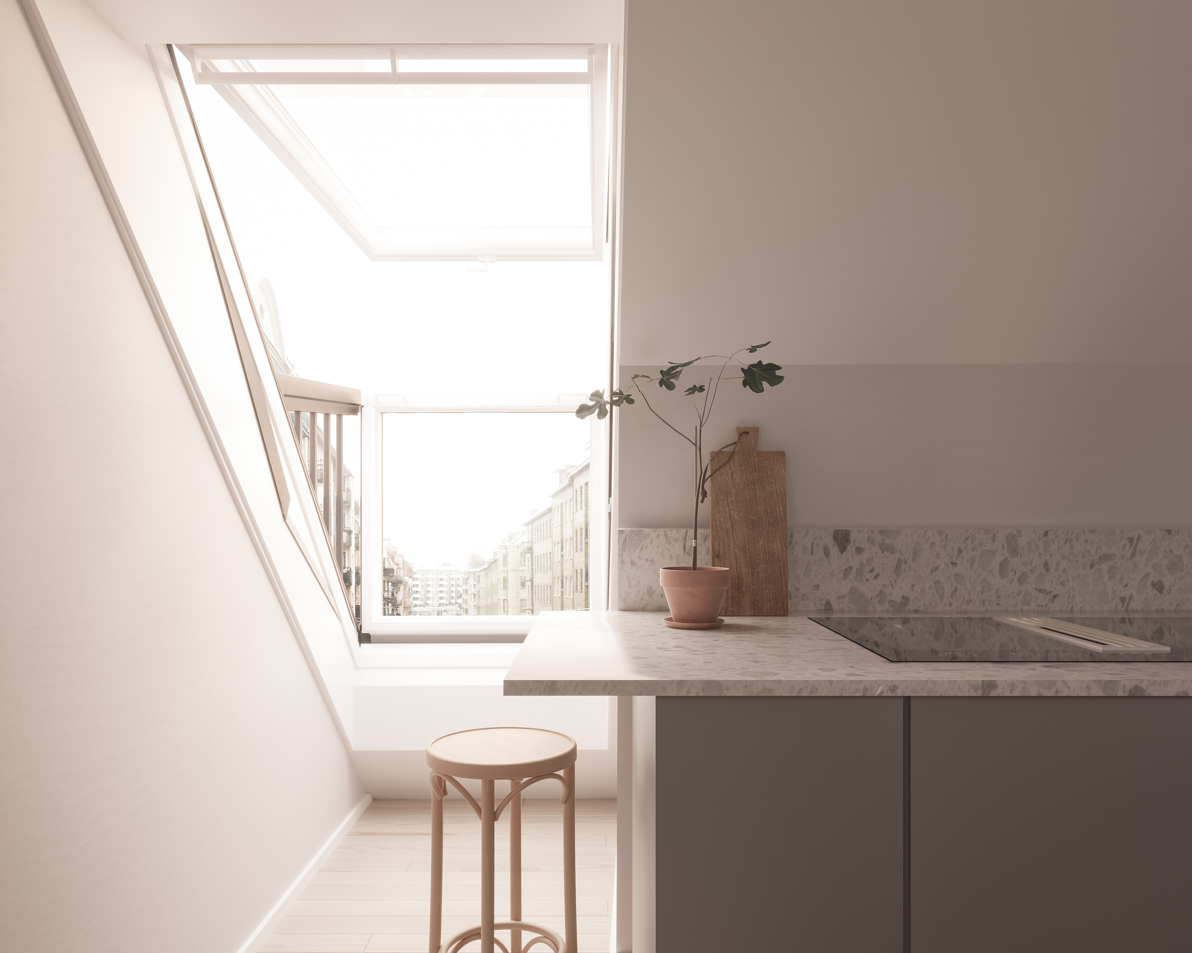 3D, Interiör, Göteborg, Renovering, vindsvåning, parkgatan, visualisering 