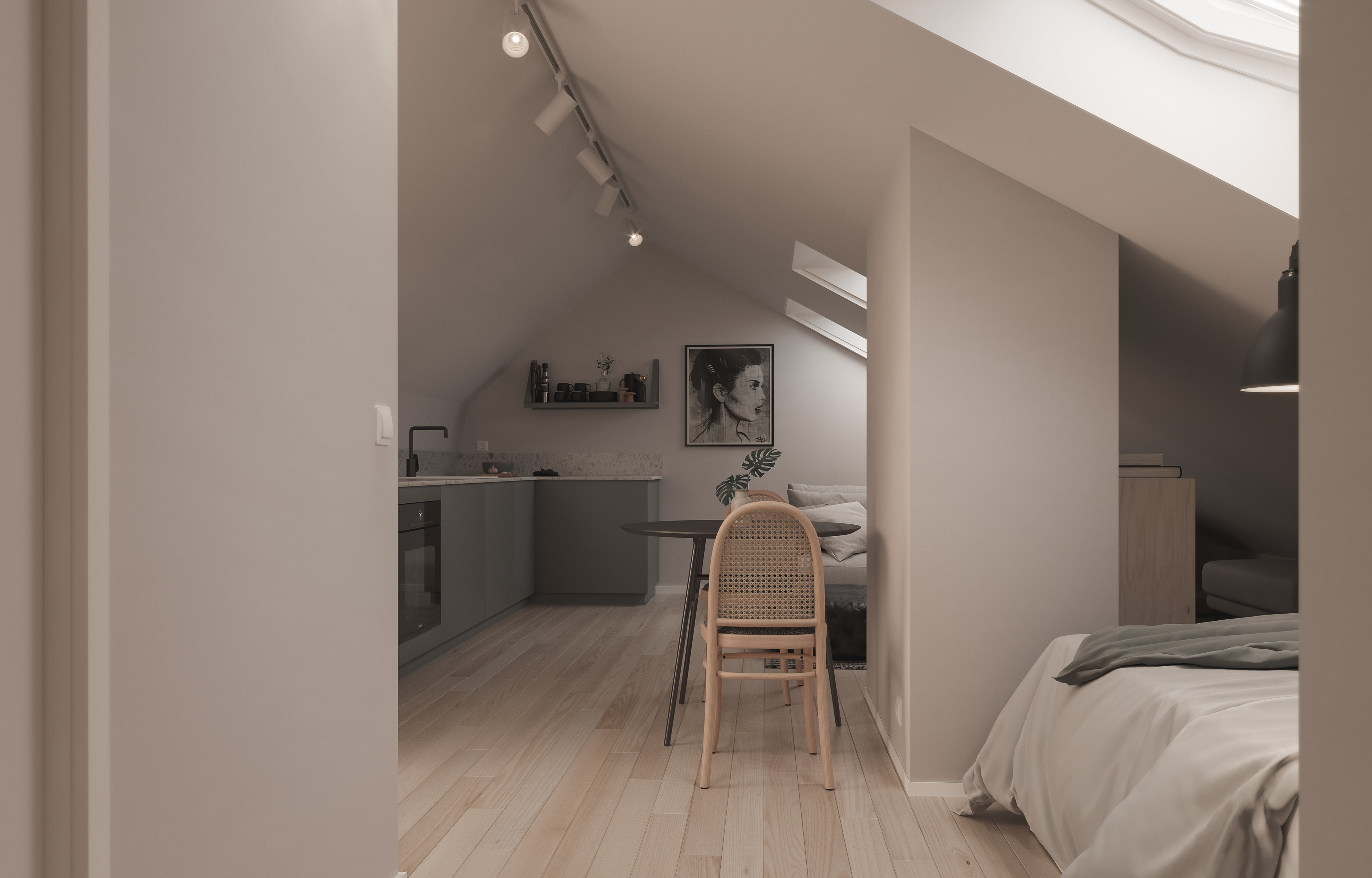 3D, Interiör, Göteborg, Renovering, vindsvåning, parkgatan, visualisering 