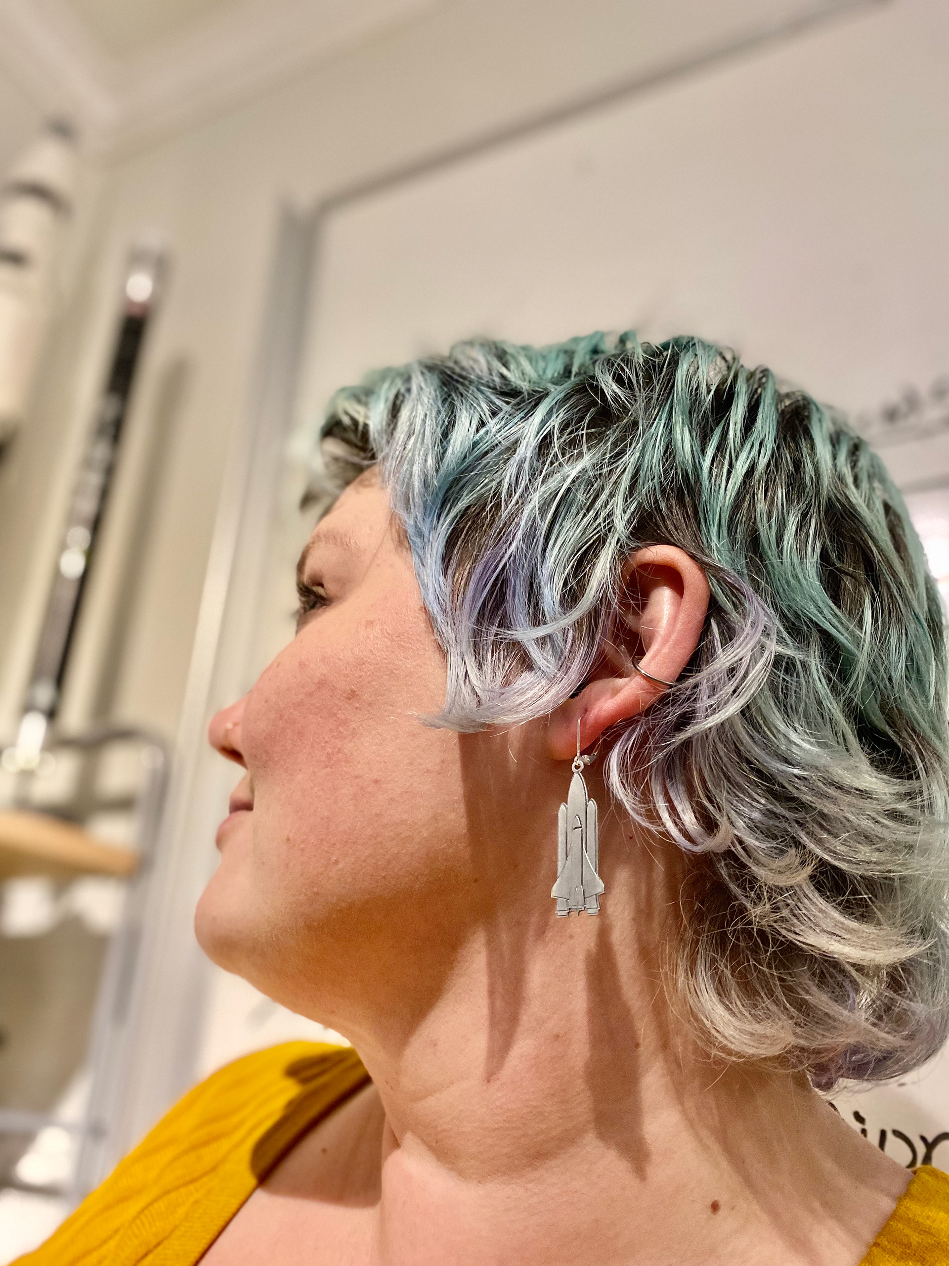 6061 Aluminum Space Shuttle earrings with Sterling Silver leverbacks.
