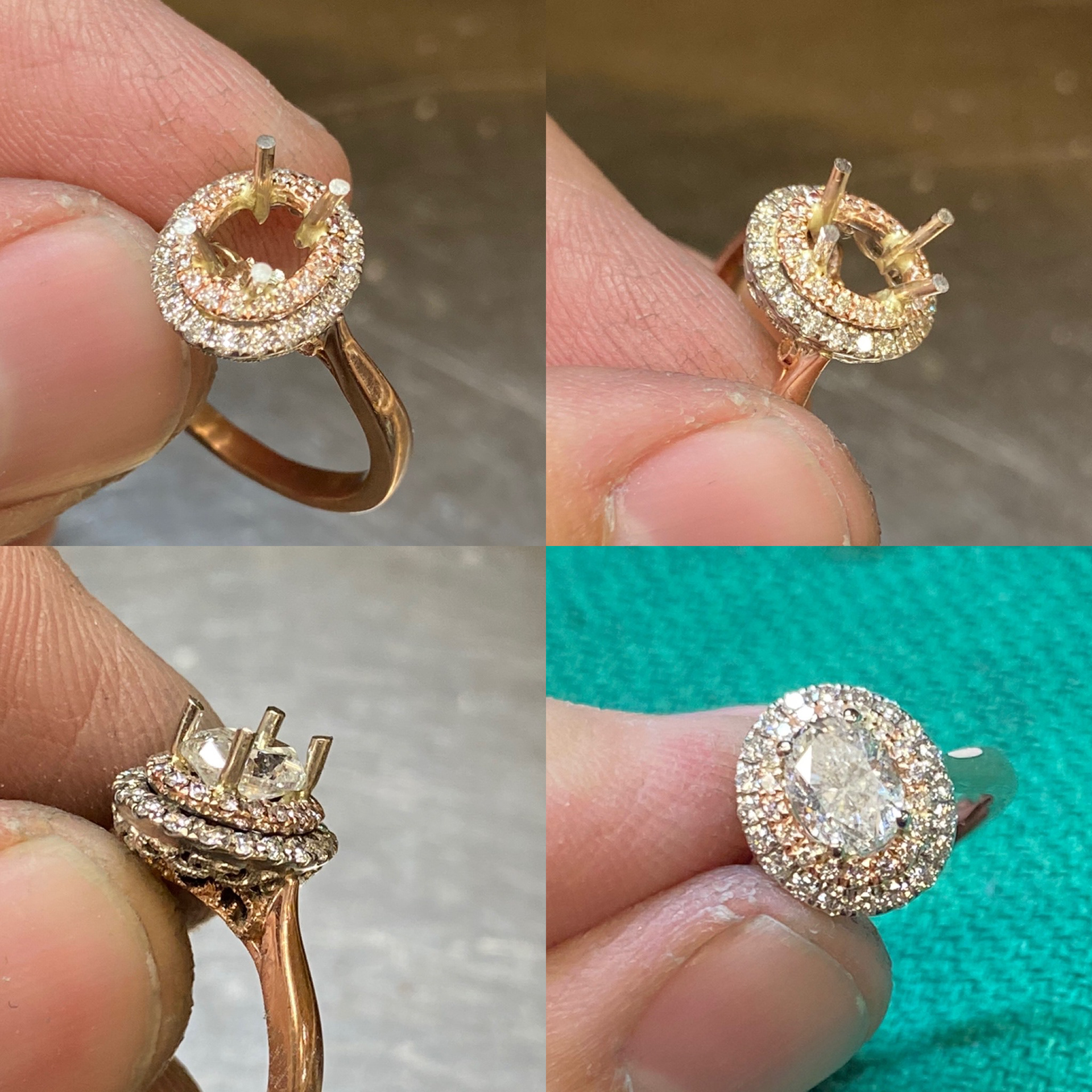 An example of a prong rebuild and resetting a diamond.