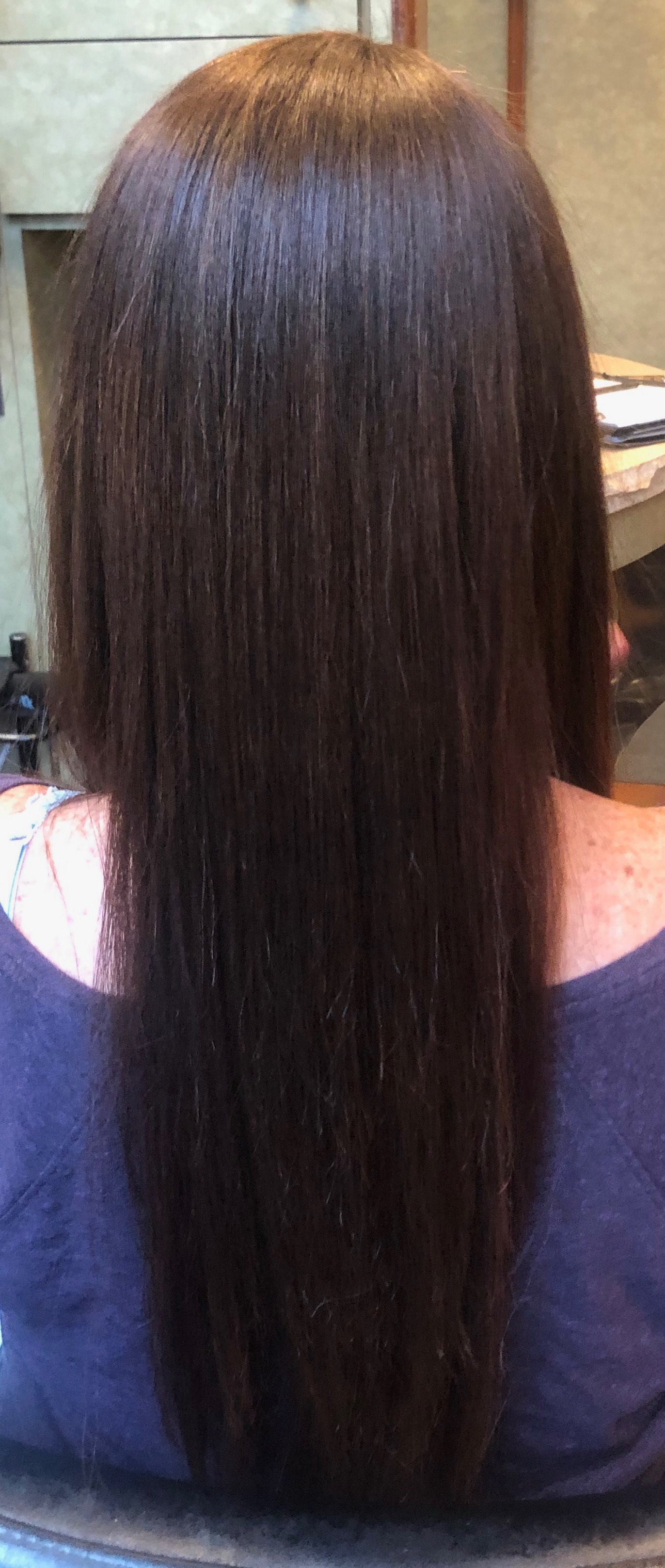 After Keratin treatment, Custom Color and Cut