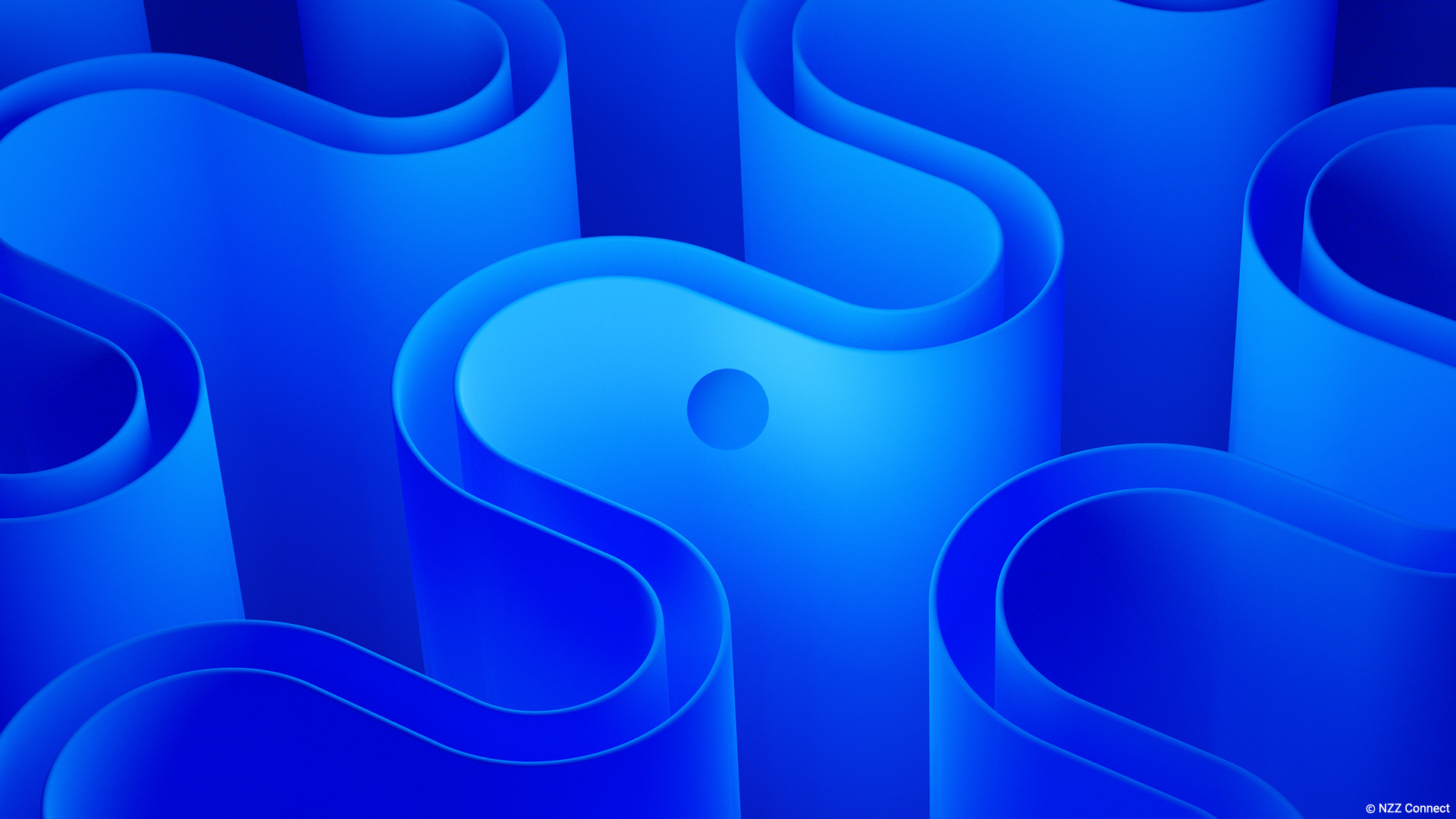 Weiterentwicklung des Keyvisuals, in dem in Blender mit einem Array-Modifier die Kurven dupliziert wurden