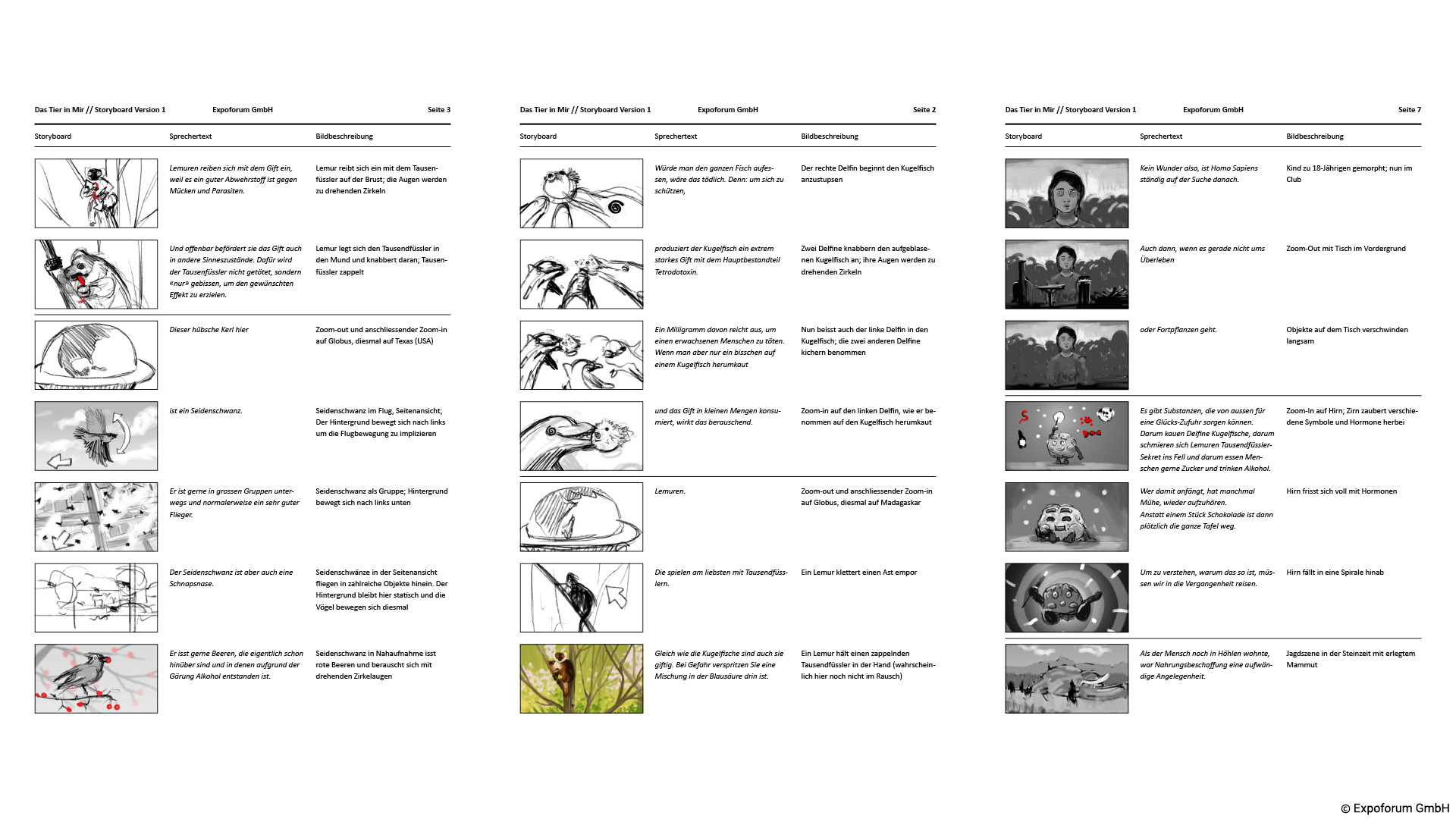 Ausschnitte vom Storyboard