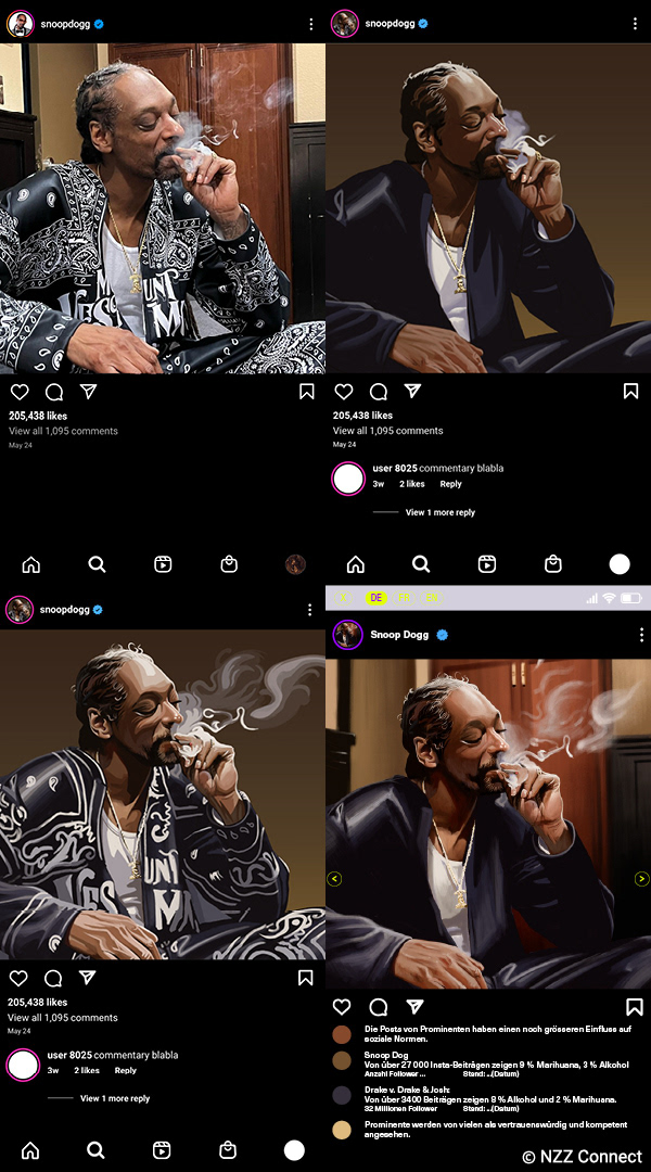 Entwicklung der Illustration von Snoop Dogg vom Foto bishin zum fertigen Layout