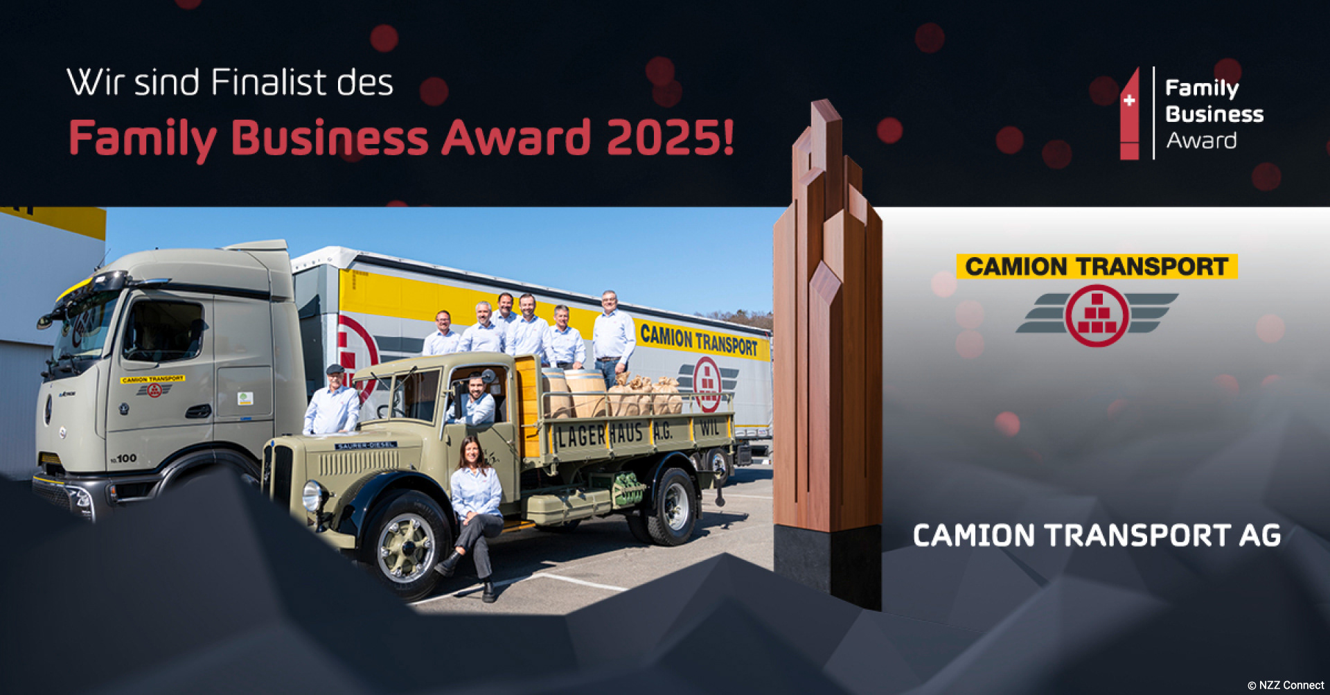 LinkedIn-Grafik zur Bekanntgabe vom Finalisten CAMION TRANSPORT AG