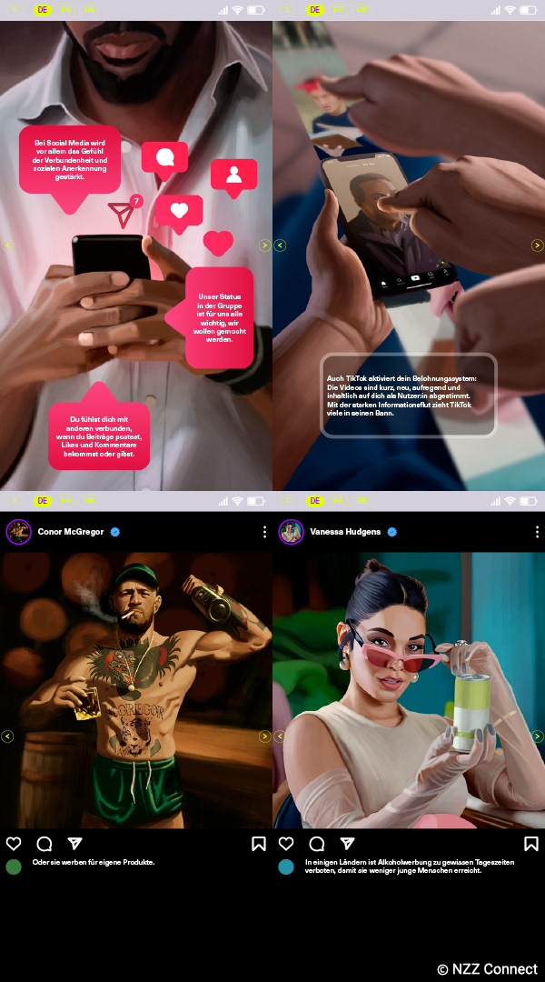 Einige Illustrationen, welche interaktiv auf den Touchscreens gezeigt wurden