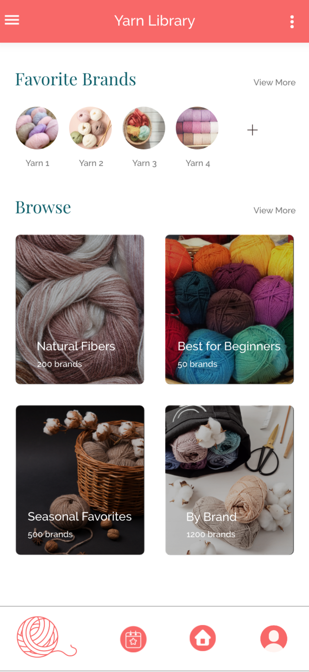 Yarn Library screen