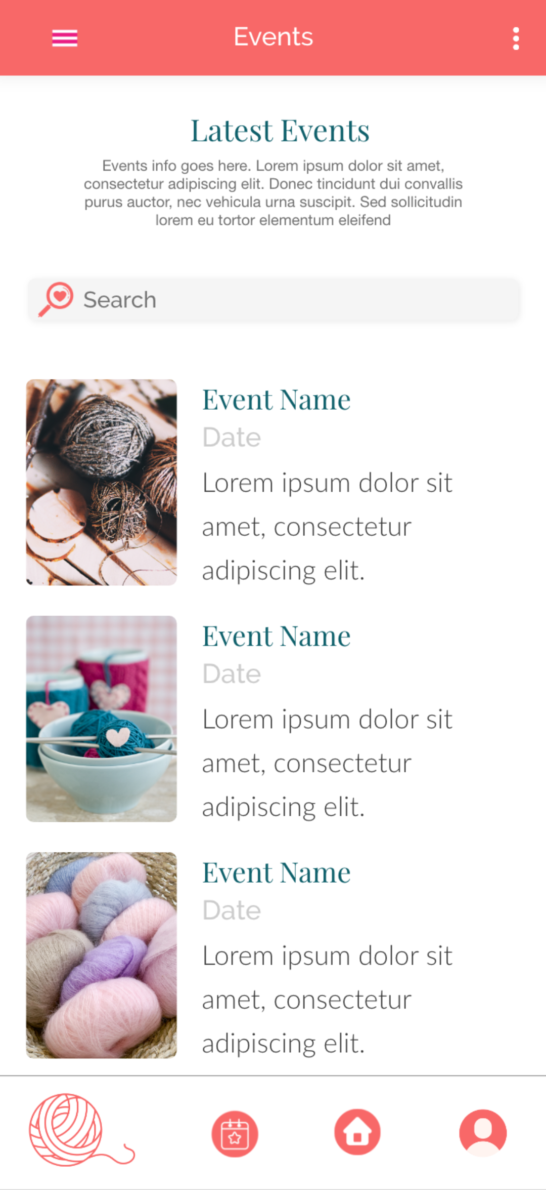 Events screen
