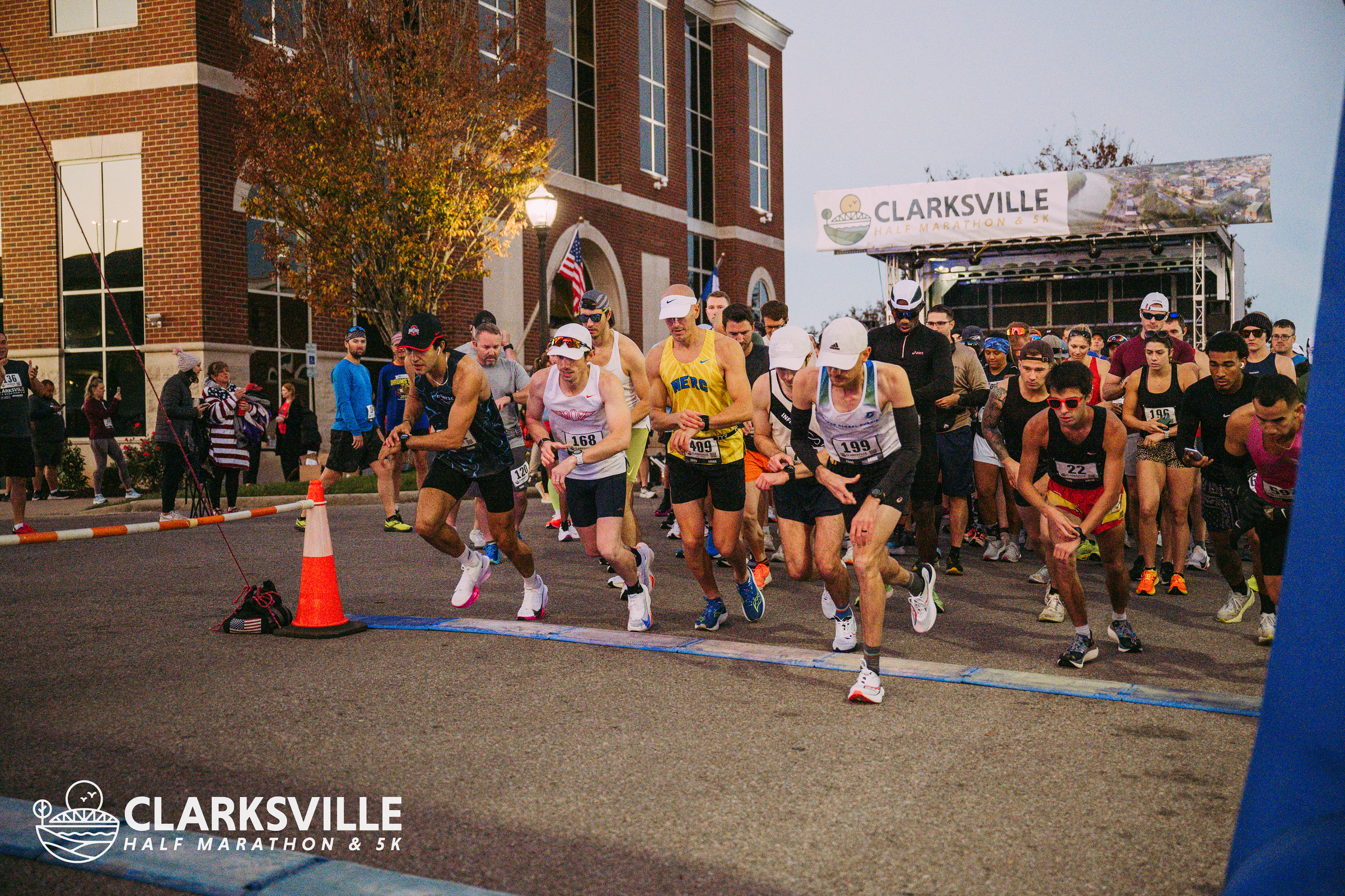 Race day photo with stage banner