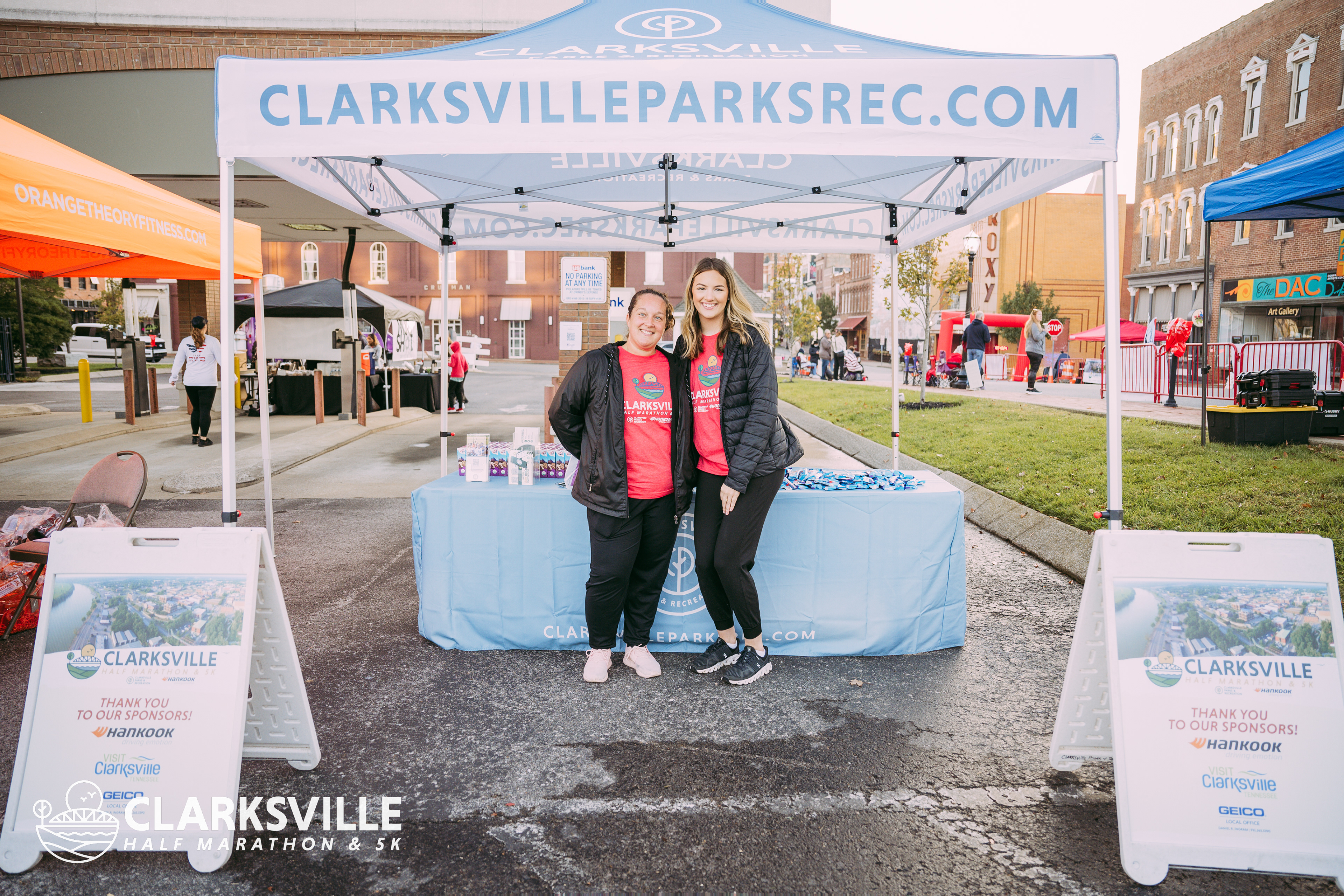 Race day signage and staff shirts