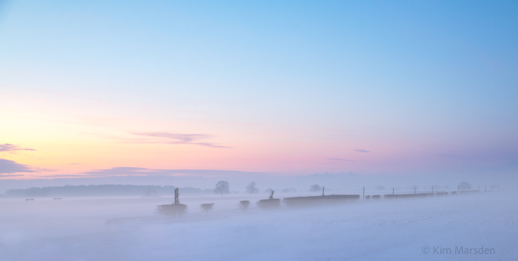 Pastel light over snowy fields nr York