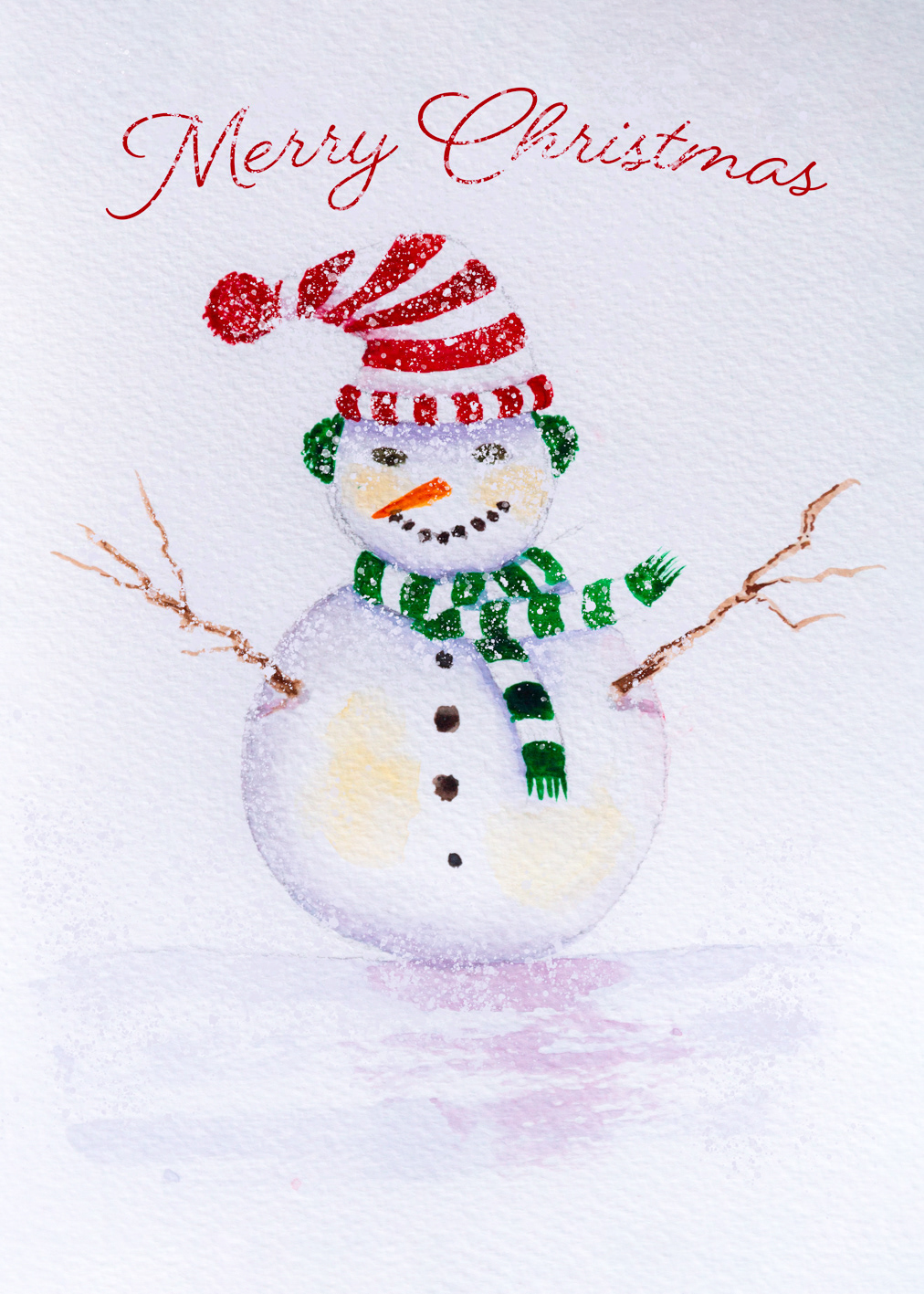 Red hat & Green Scarf Snowmen