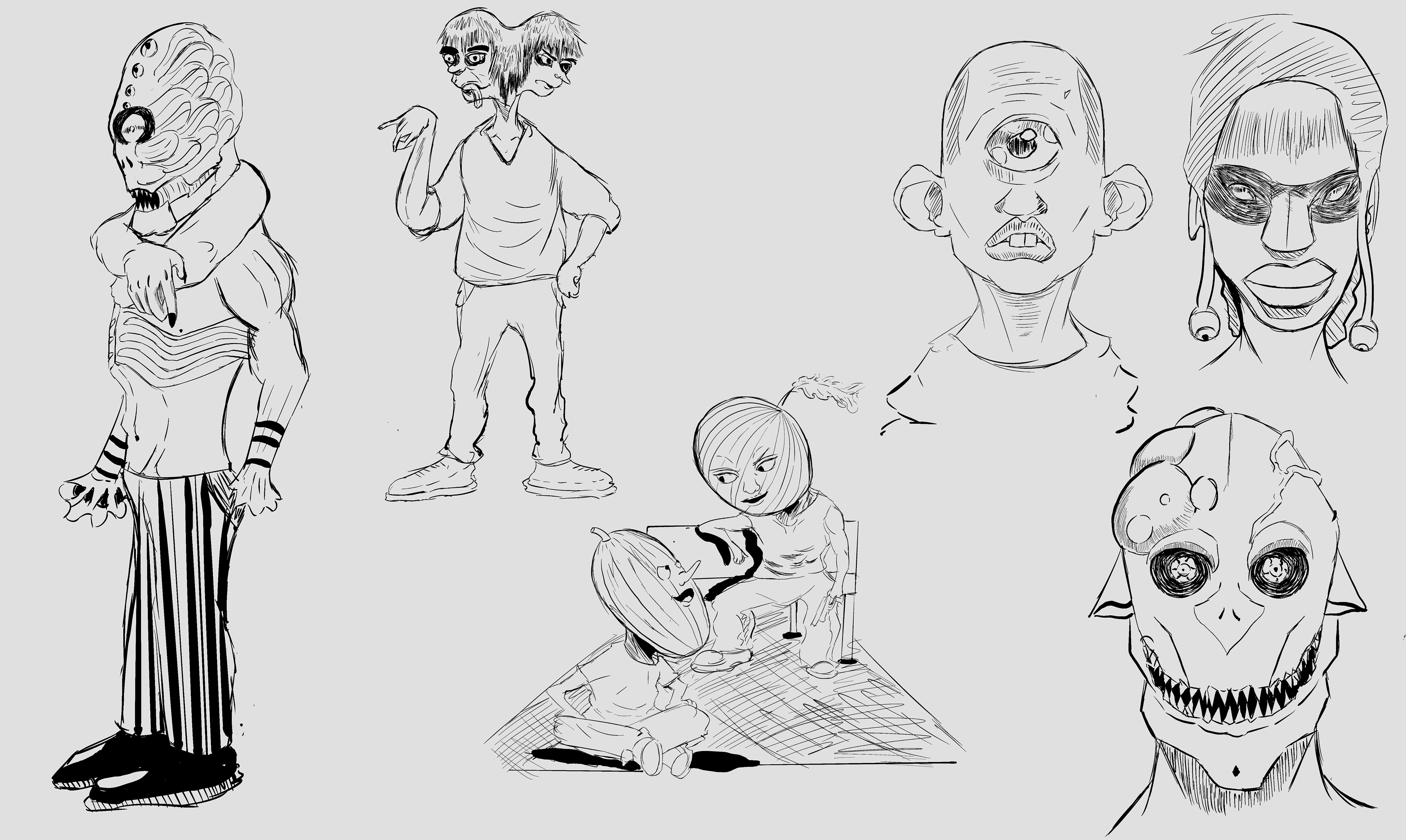 Early designs for Yokai criminals