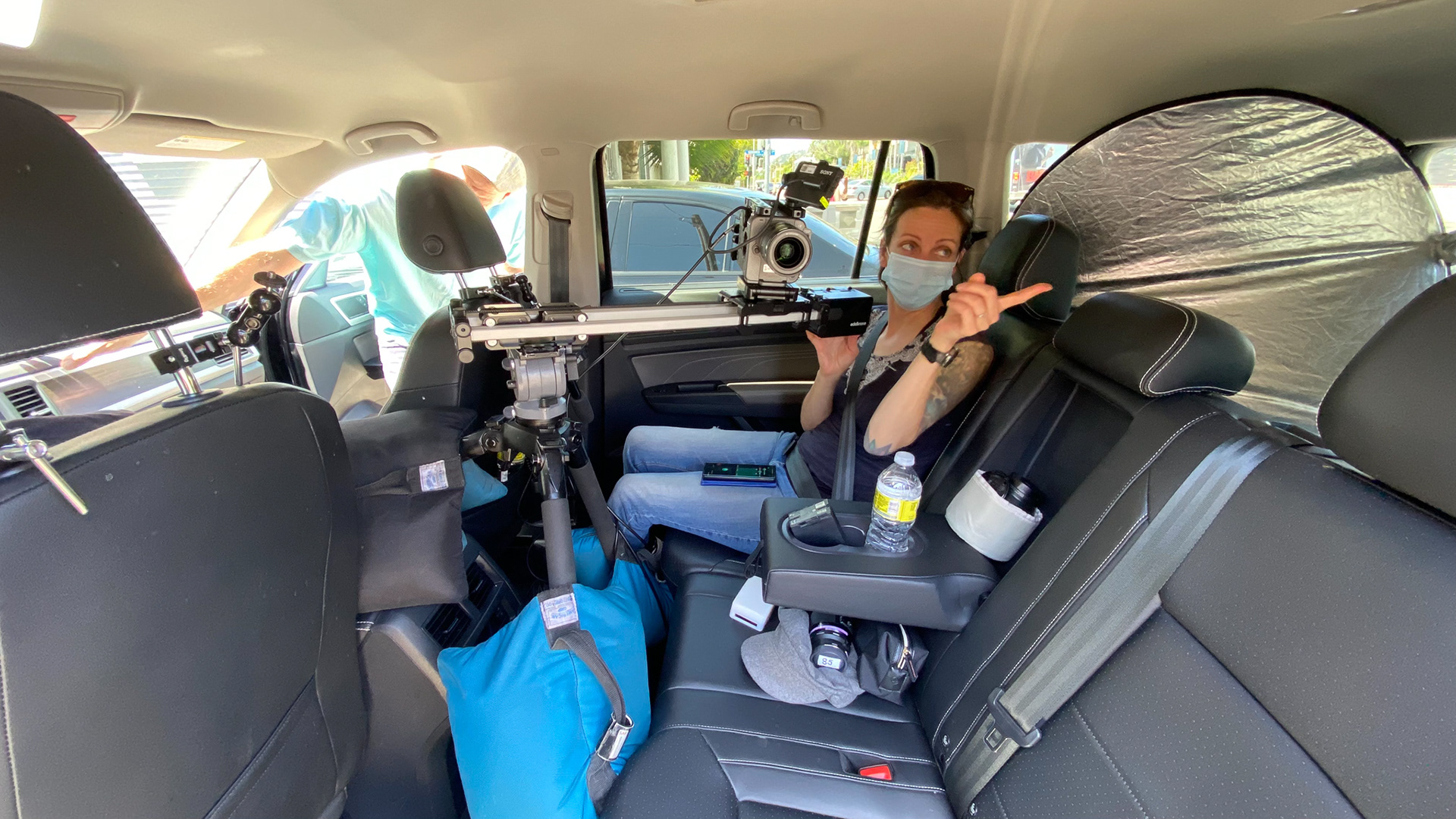 setting up a slider for the car shoot