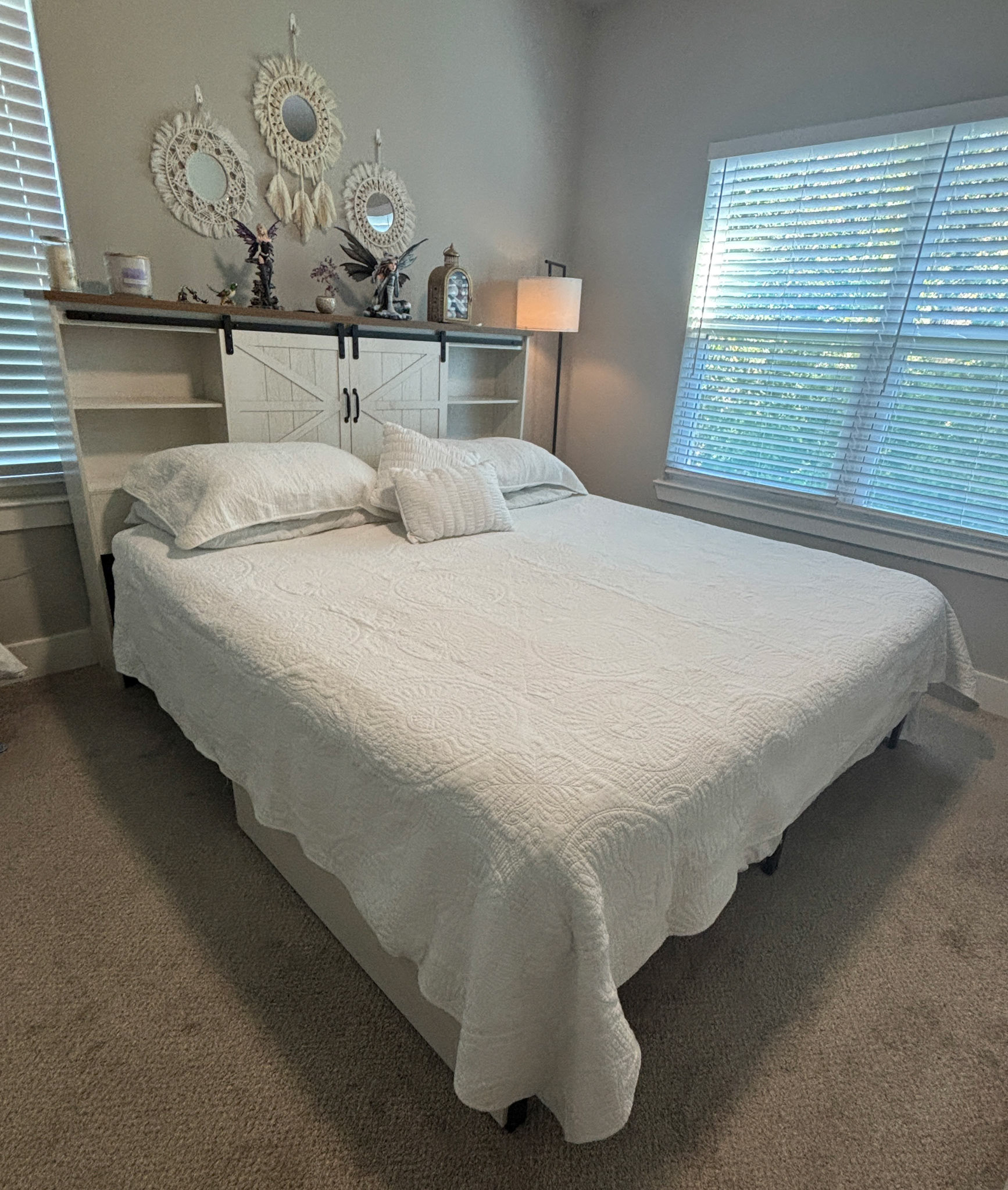Headboard 6’6.5” wide. Headboard & mattress is 7’6” long.