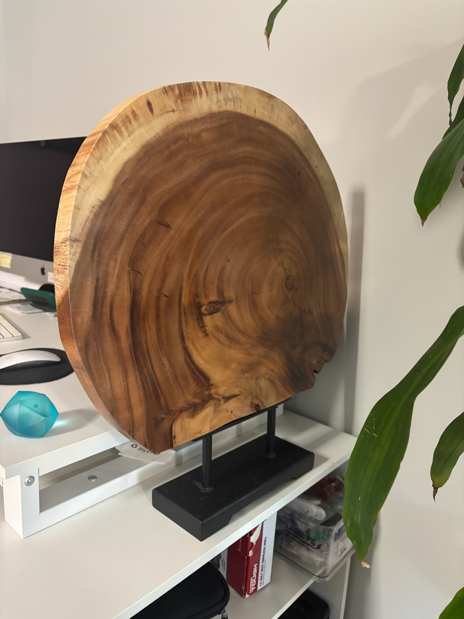 1” thick. 22.5” x 21.5”. Base: 4” x 10”