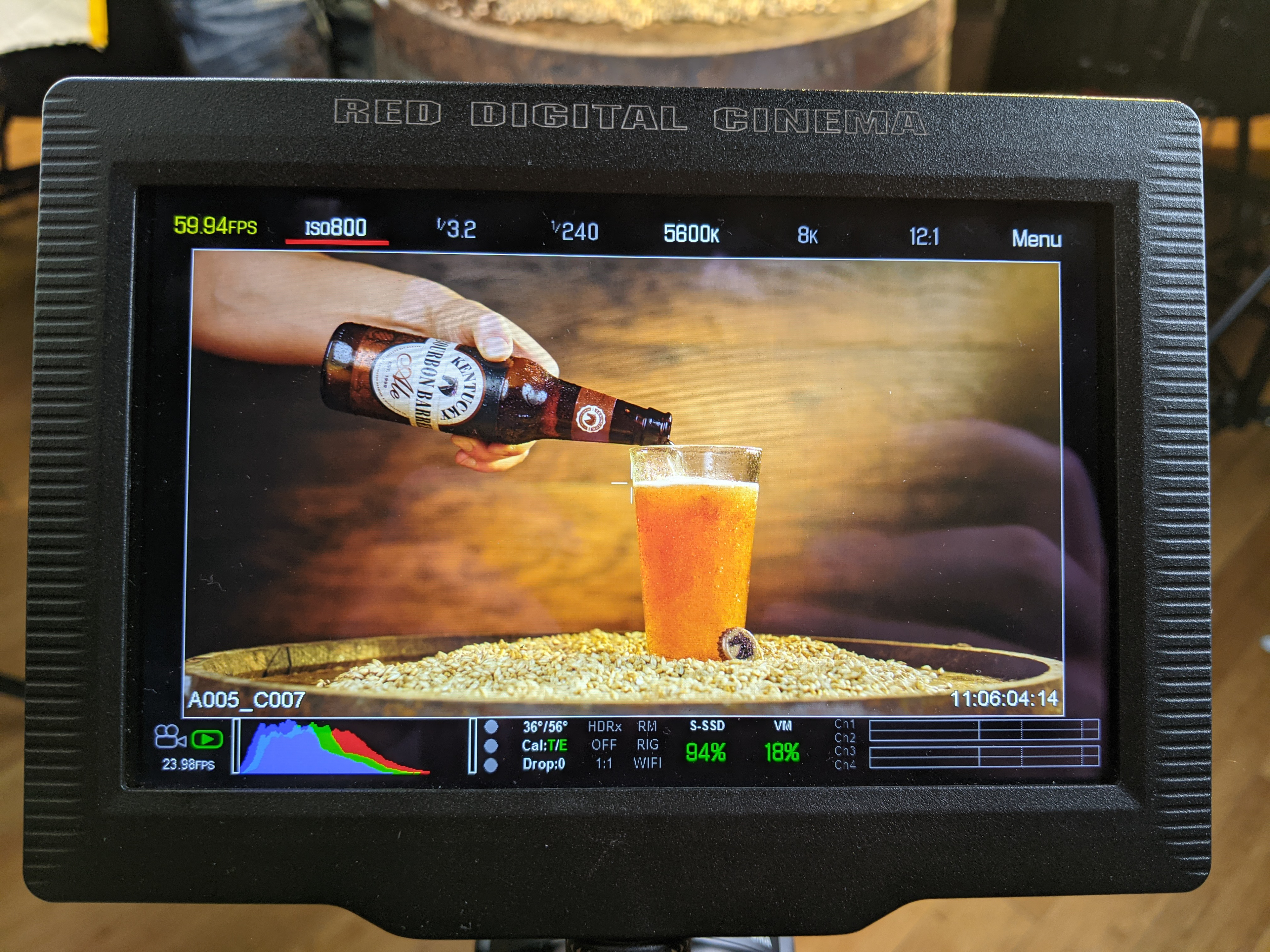 The final shot called for a keyframed crop pulling out from a closeup of the glass being filled to this full frame of the bottle and full glass size-by-side