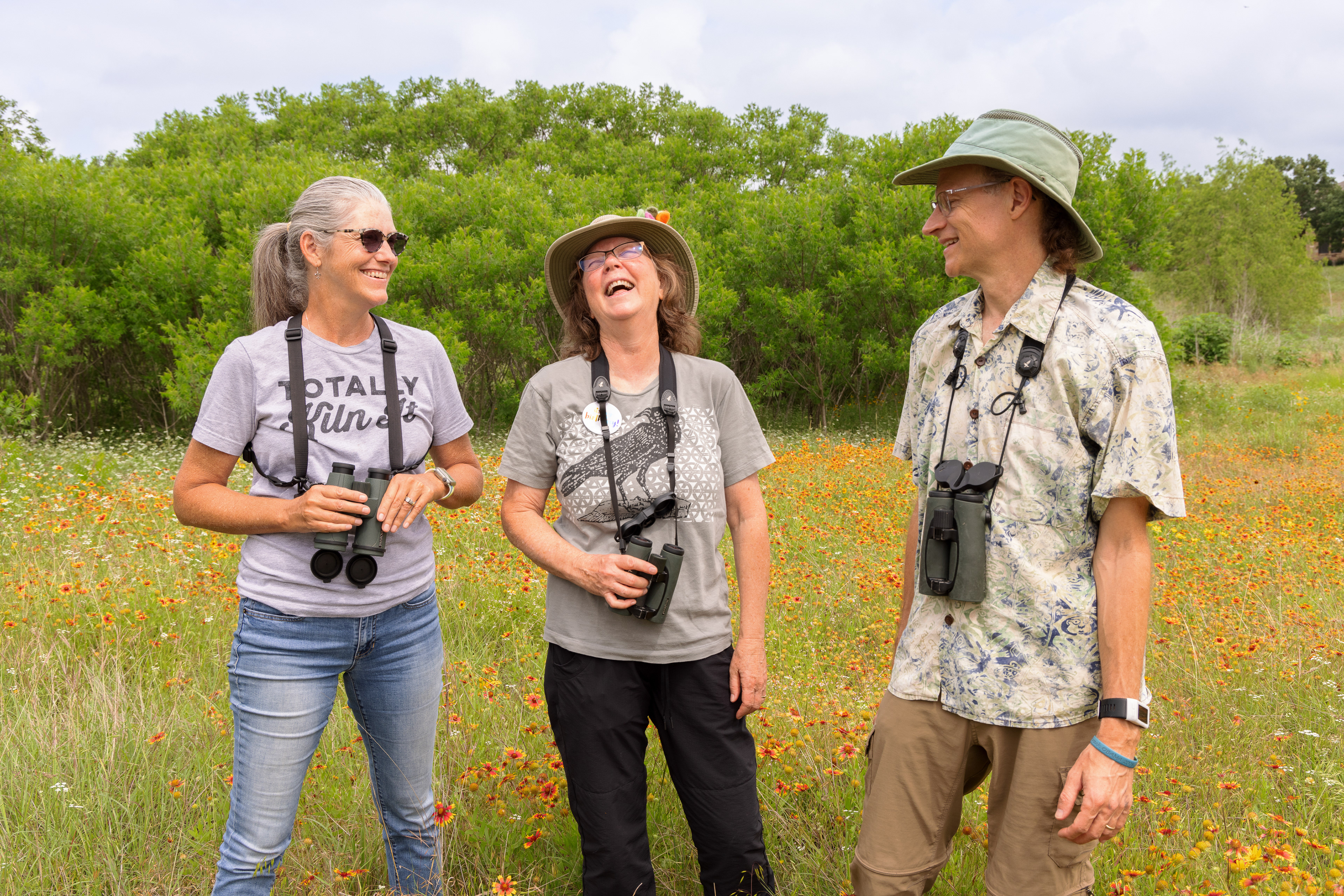 Andy & Julia Balinsky enjoy a laugh with fellow purple martin landlord Cathy Schnieder. Meuller, TX