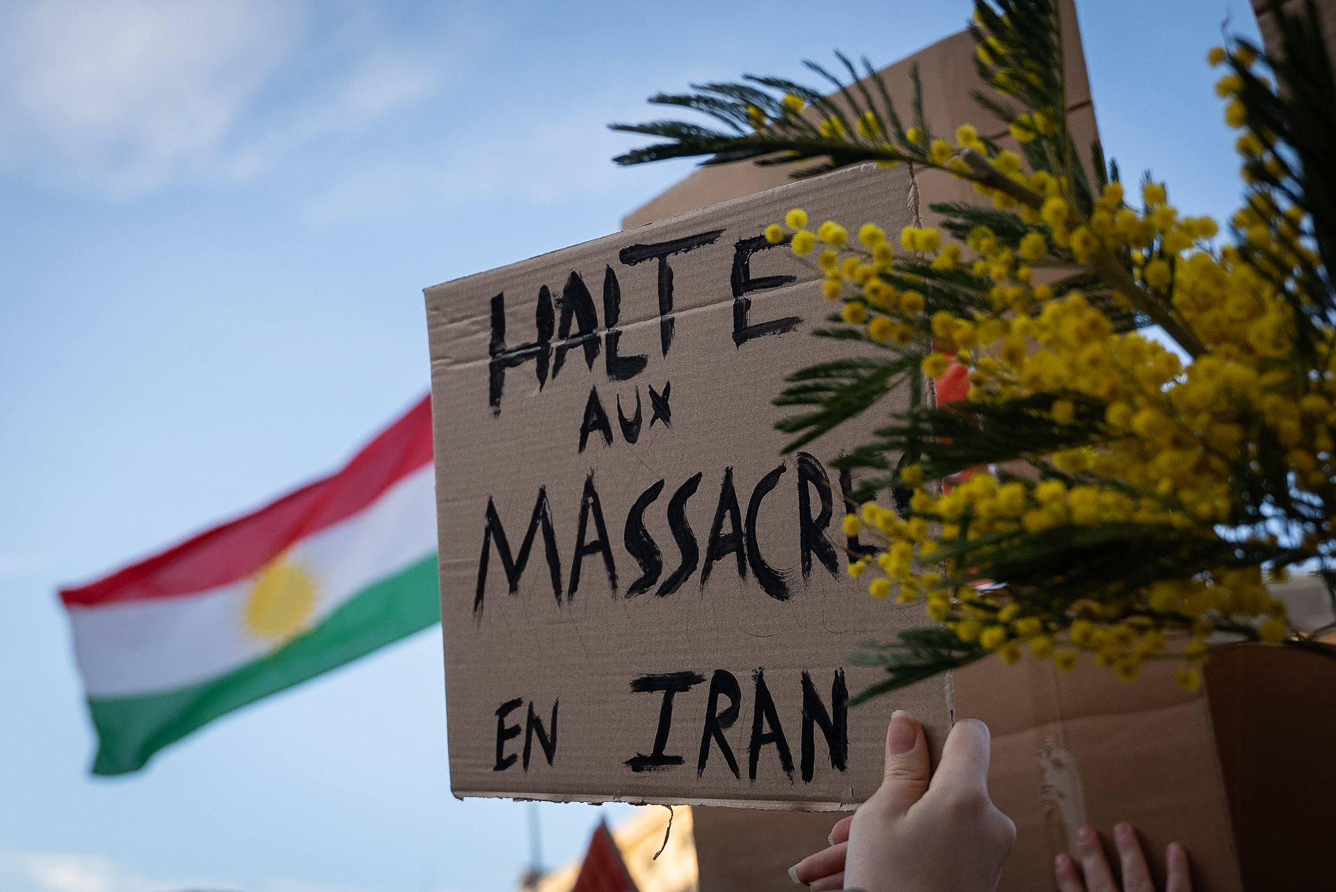 Manifestation à Paris en soutien aux Iraniens visés par une répression qui a fait des milliers de morts. @ElodieRadenac