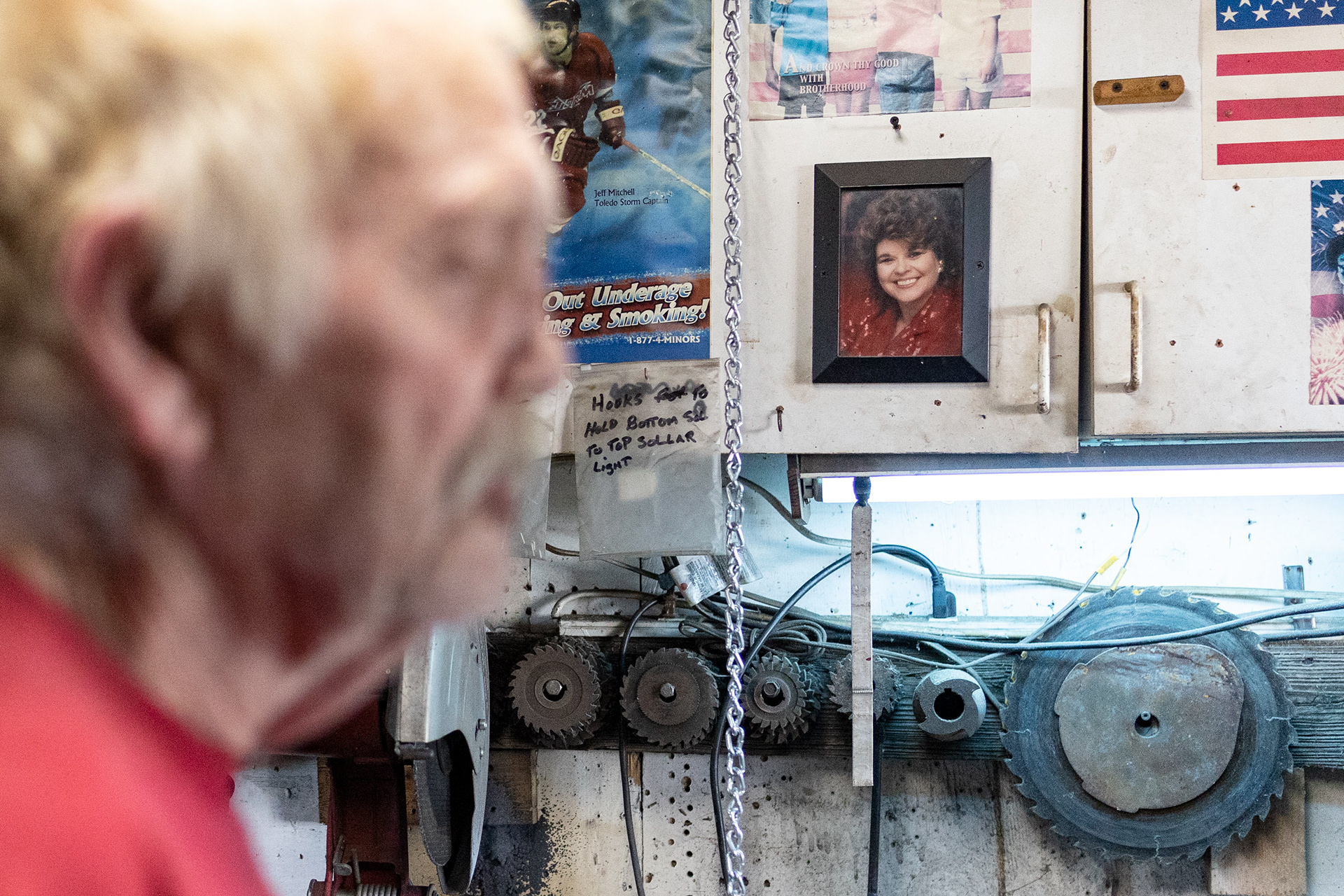 Bill Moore, started making the decorative lawn mobiles after the death of his wife, Susan Moore, in 2011, and said it was his way of coping with the loss of his wife. Susan Moore died of brain cancer, and passed away while sleeping next to Bill Moore.