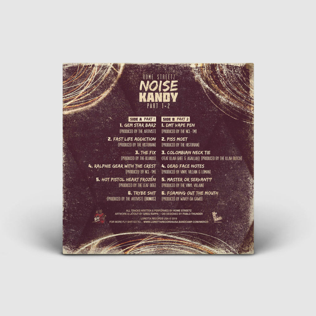 Rome Street / Noise Kandy Part 1 + 2 / Back Cover Design