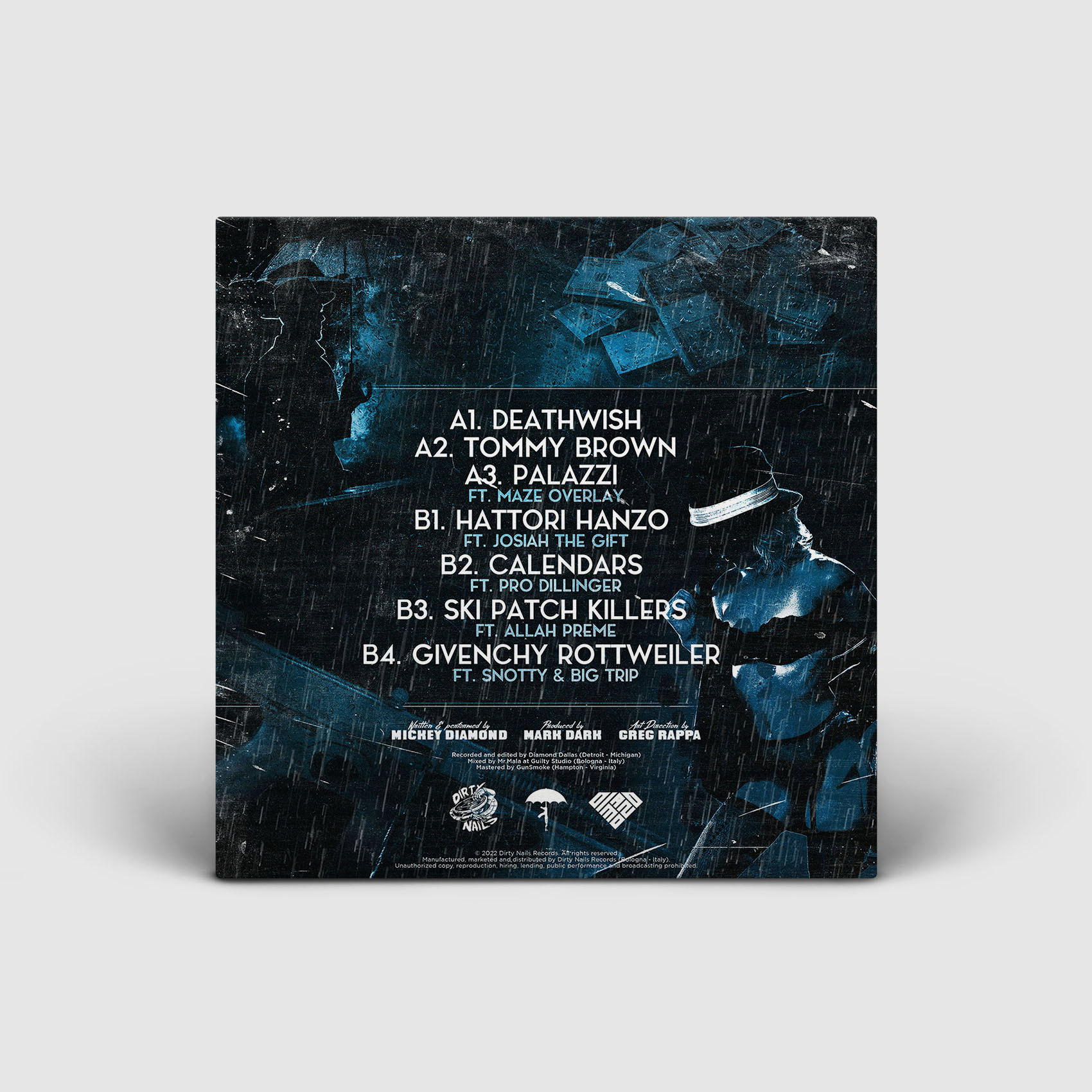 Mickey Diamond & Mark Dark / Noir / Back Cover Design & Vinyl Packaging
