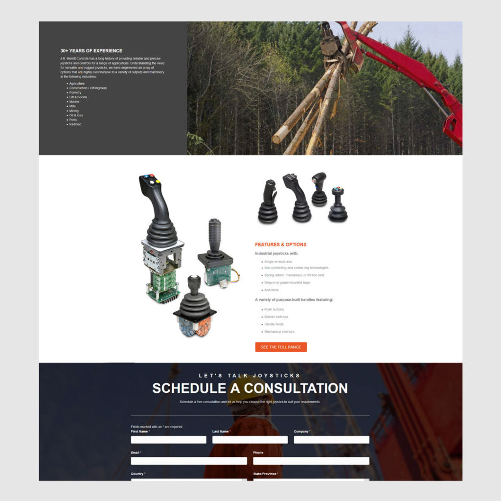 Landing Page Design / J.R. Merritt Controls