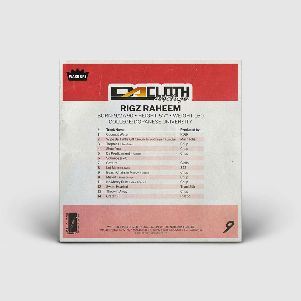 Rigz / Wake Ups / Back Cover Design