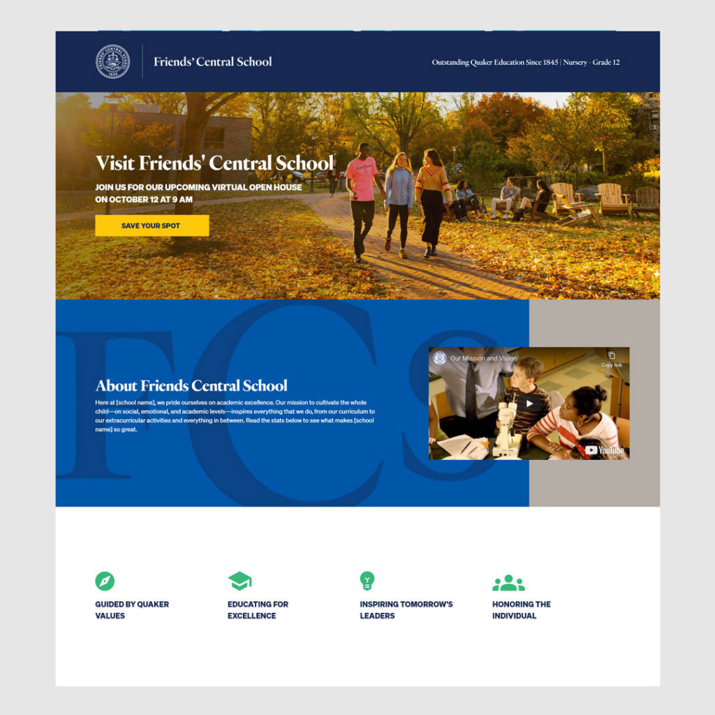 Registration Landing Page / Friends Central School