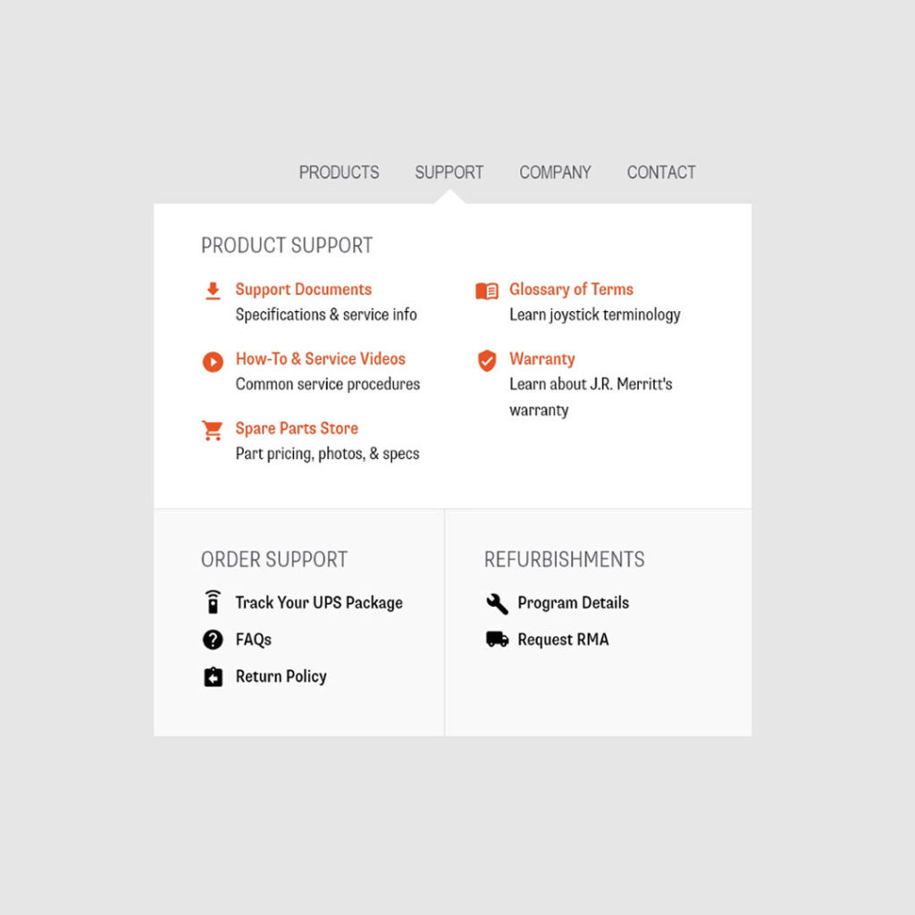Mega Menu Design / J.R. Merritt Controls