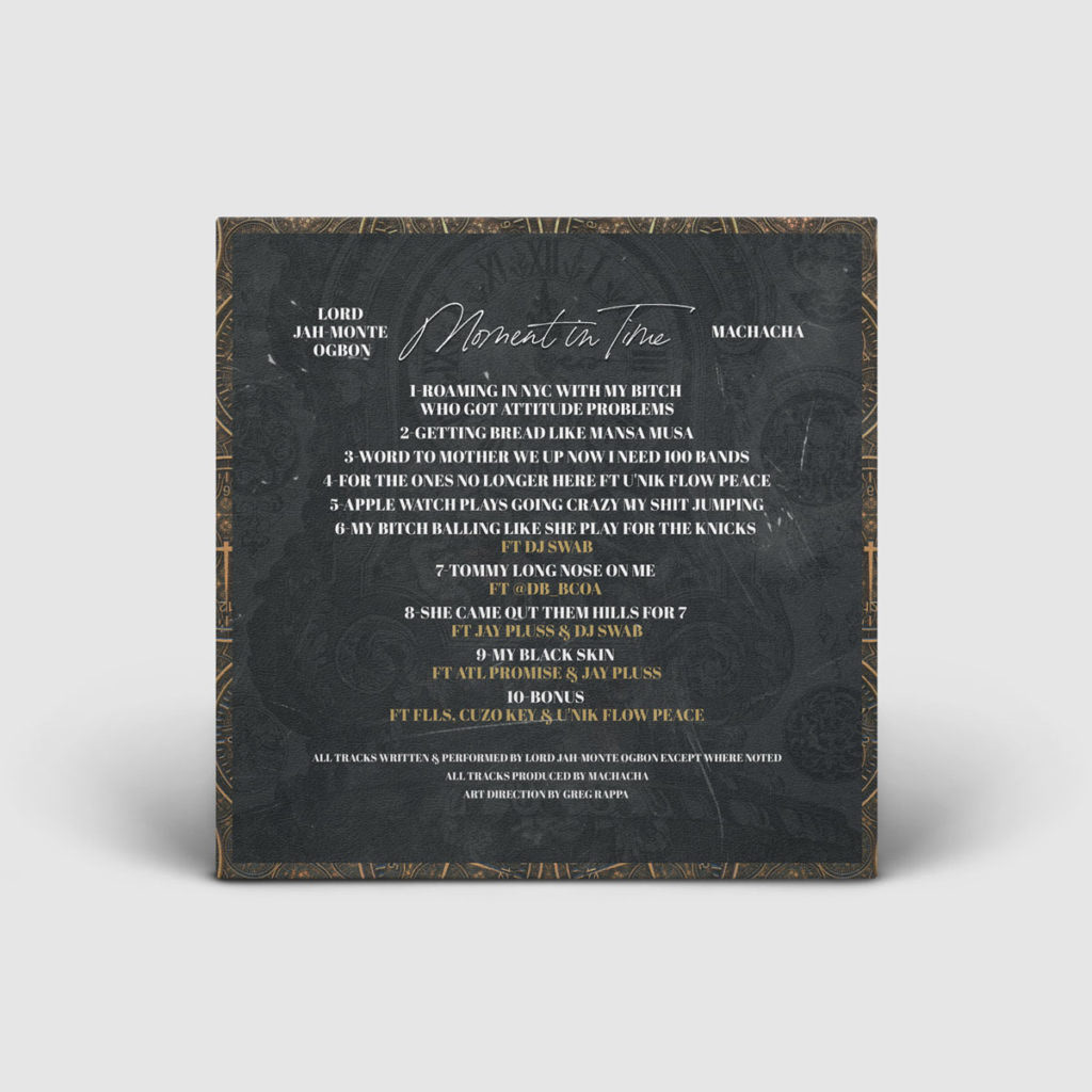 Jah Monte / Moment of Time / Back Cover Design