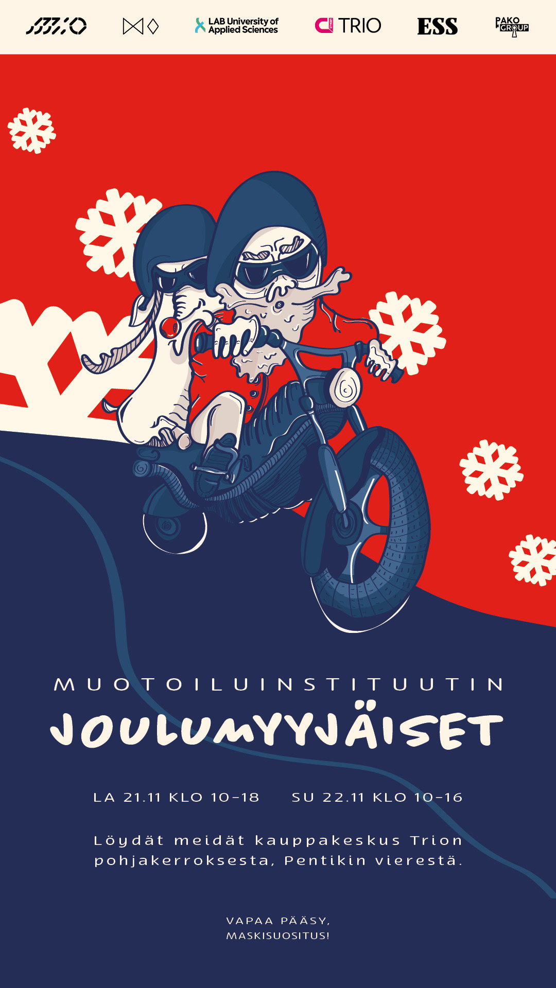 Muotoiluinstituutin joulumyyjäisten ilme ja juliste 2020