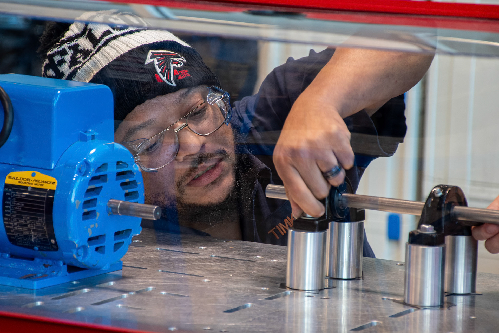 Student works on assignment in mechanisms lab CVCC WorkForce Solutions Building 10/6/24