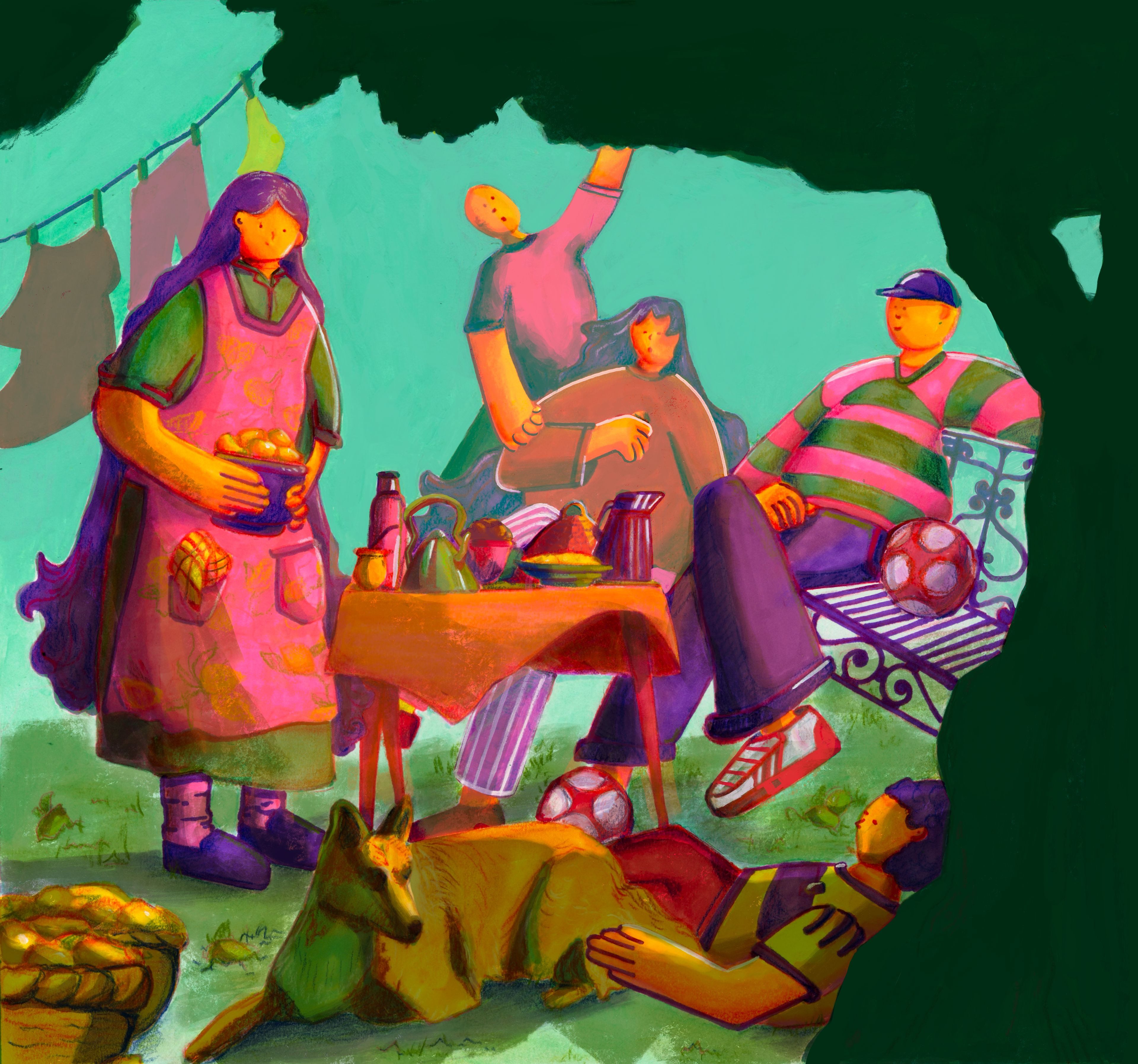 " A Sunday With the Family "  Acrylic, Mixed Media