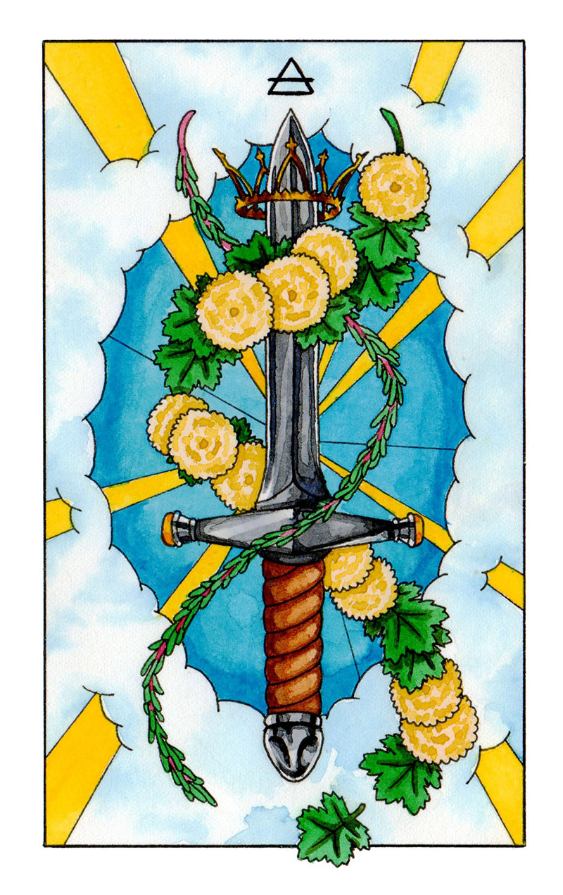 "Ace of Swords" Watercolour Illustration