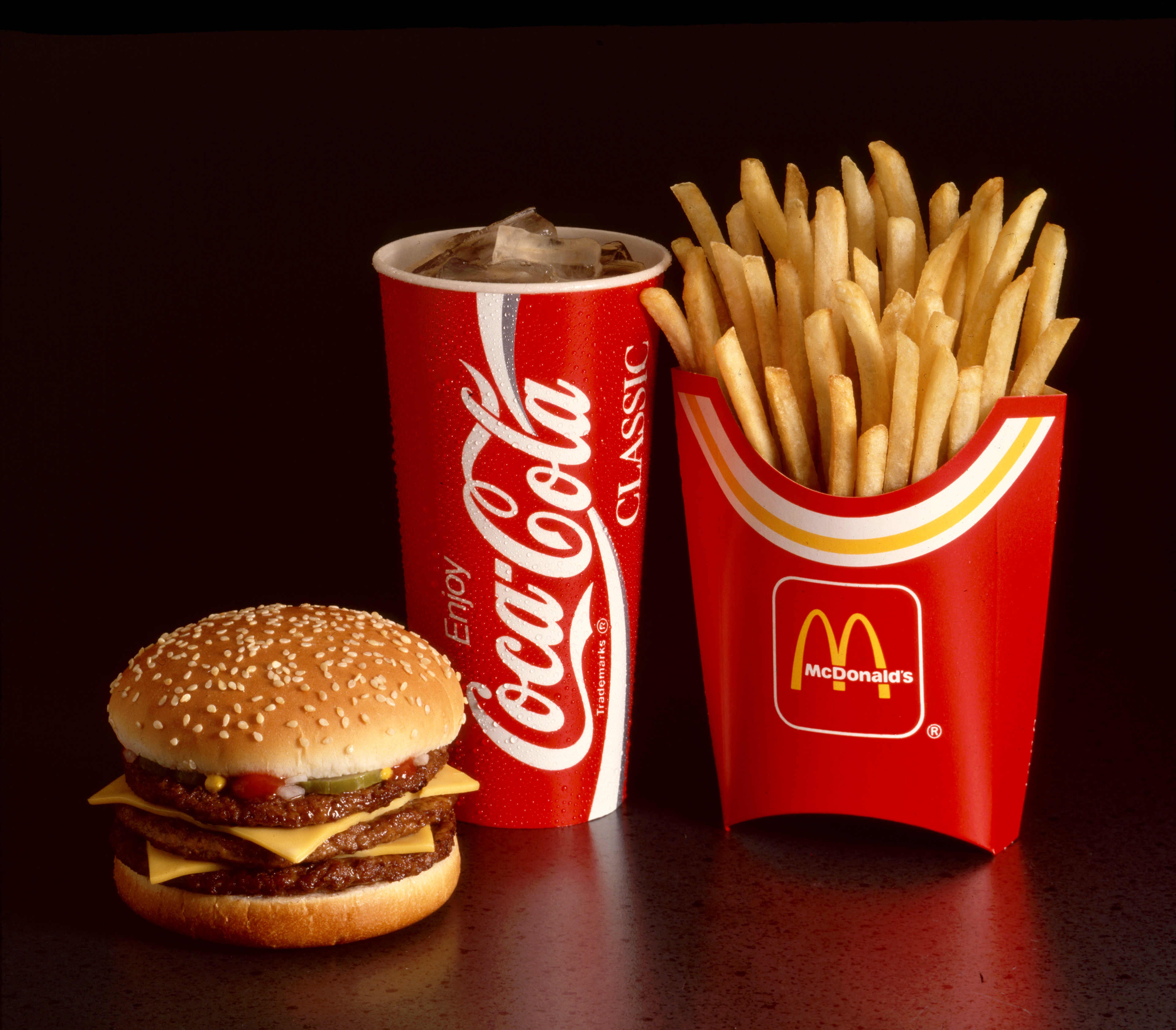 Client: McDonald’s, the first triple cheeseburger, playing off the three goal ‘hat trick’ in hockey. Shot with 4 x 5 camera.