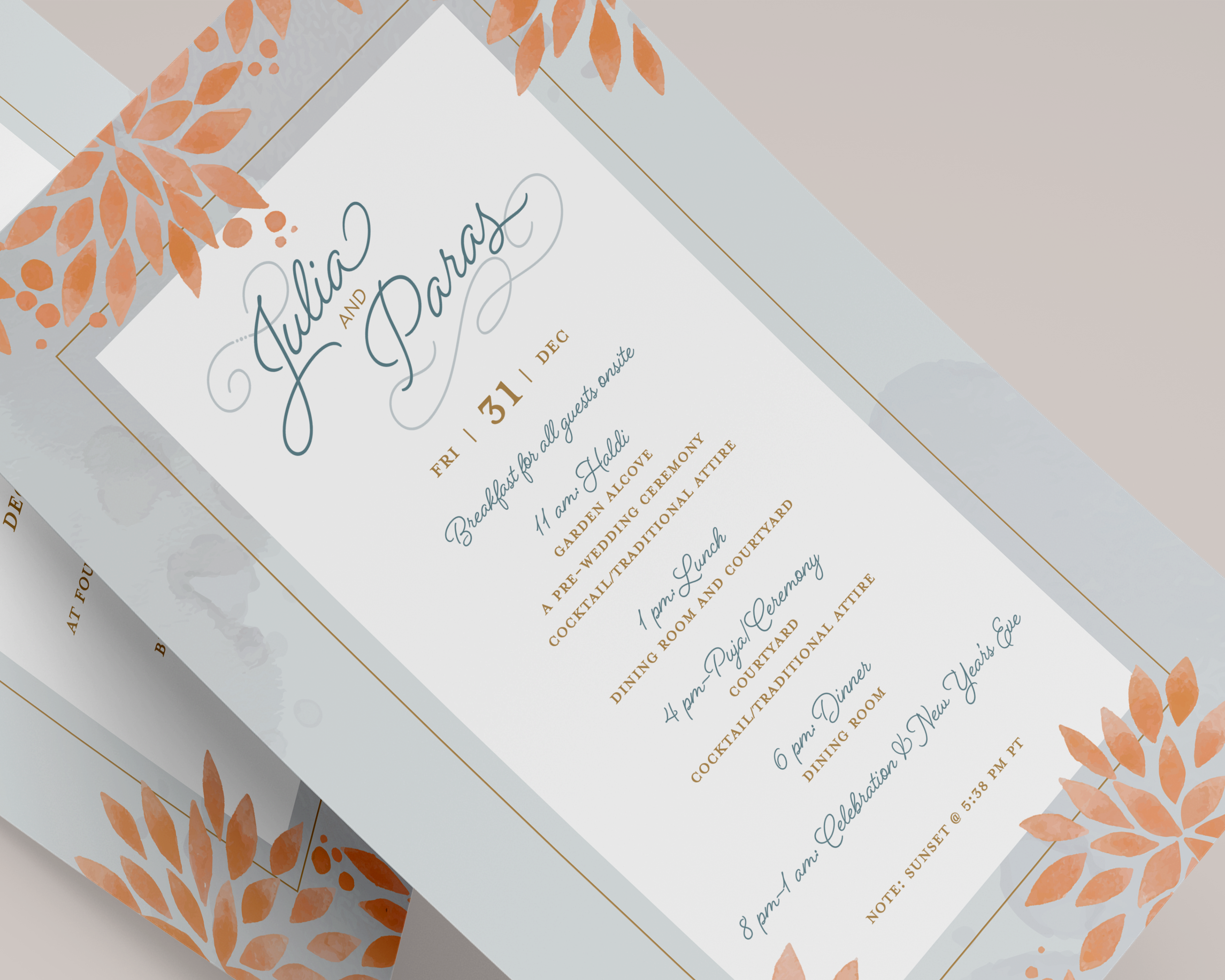 Wedding program, detail