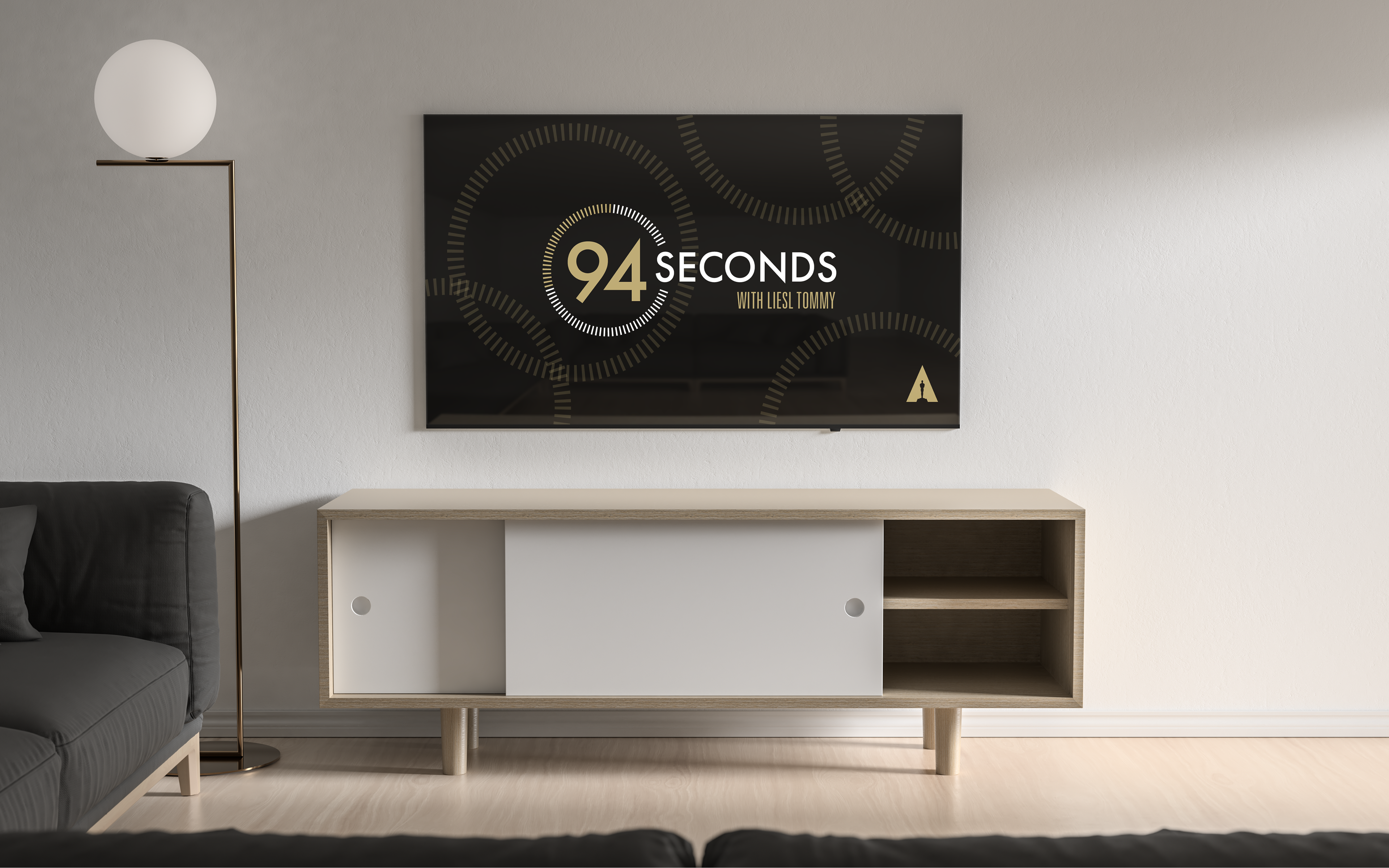 Game title screen on TV.