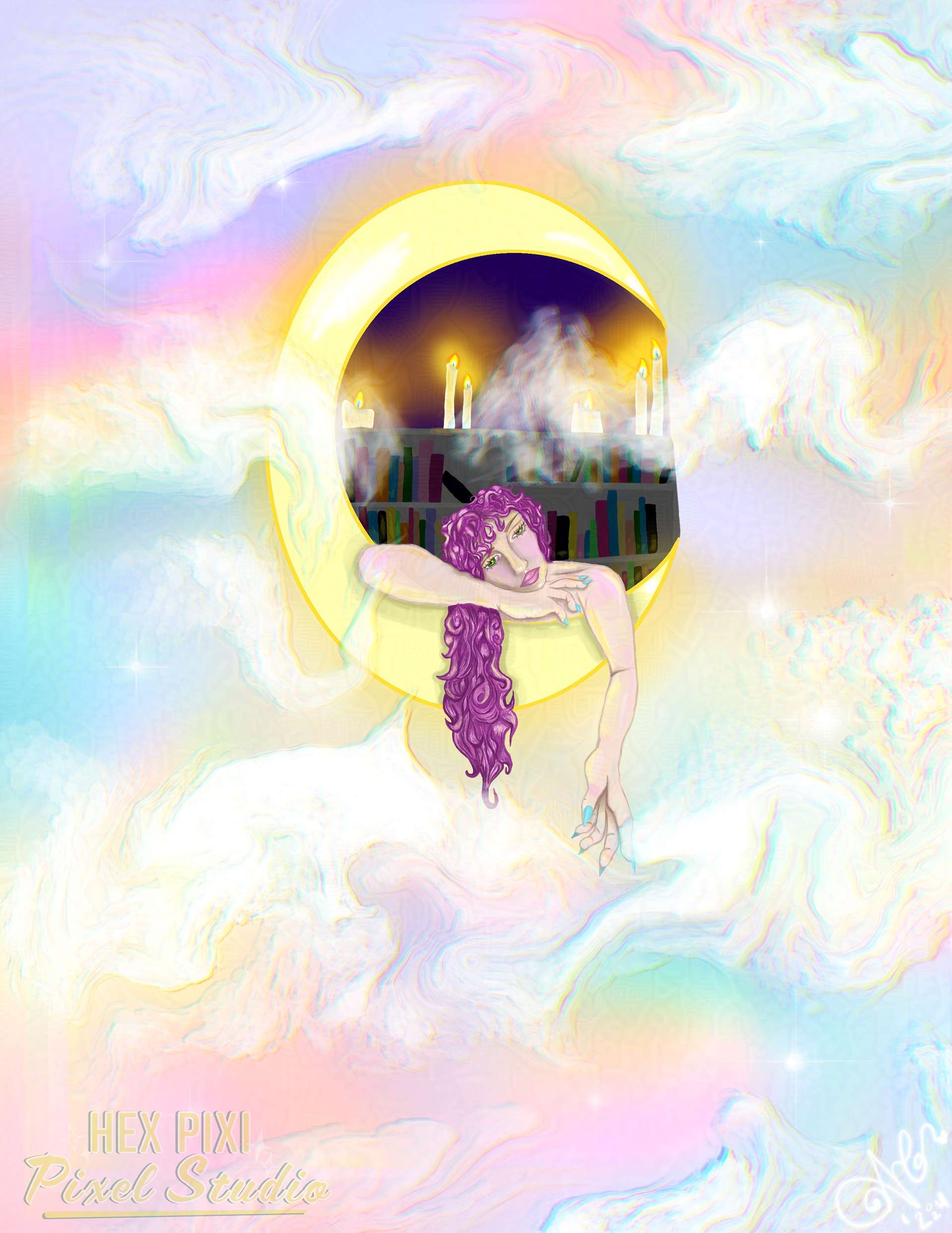 "Caressing the Clouds", Bitmap, procreate, 2024.