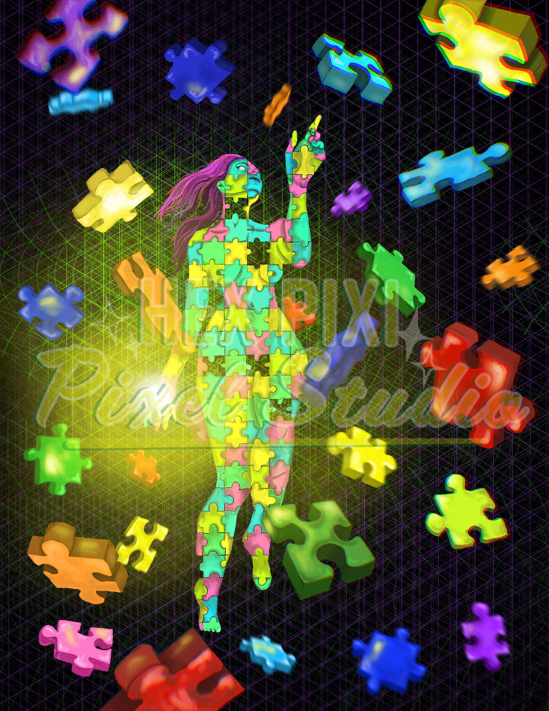 "Finding The Missing Pieces" Bitmap, procreate, 2022